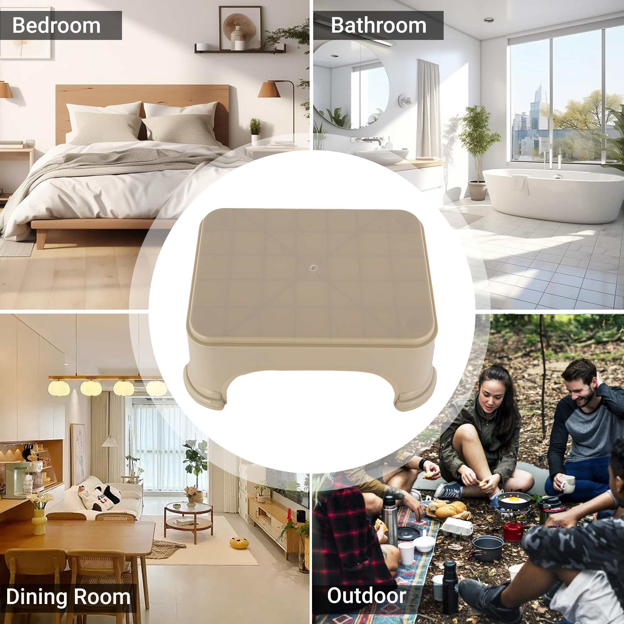 Kuber Industries Durable Bathroom Stool for Bathing  Comfortable Indoor Machiya for Sitting  Senior Citizens Bath Stool  Adults Patla Chair for Home  Plain P6 - Beige