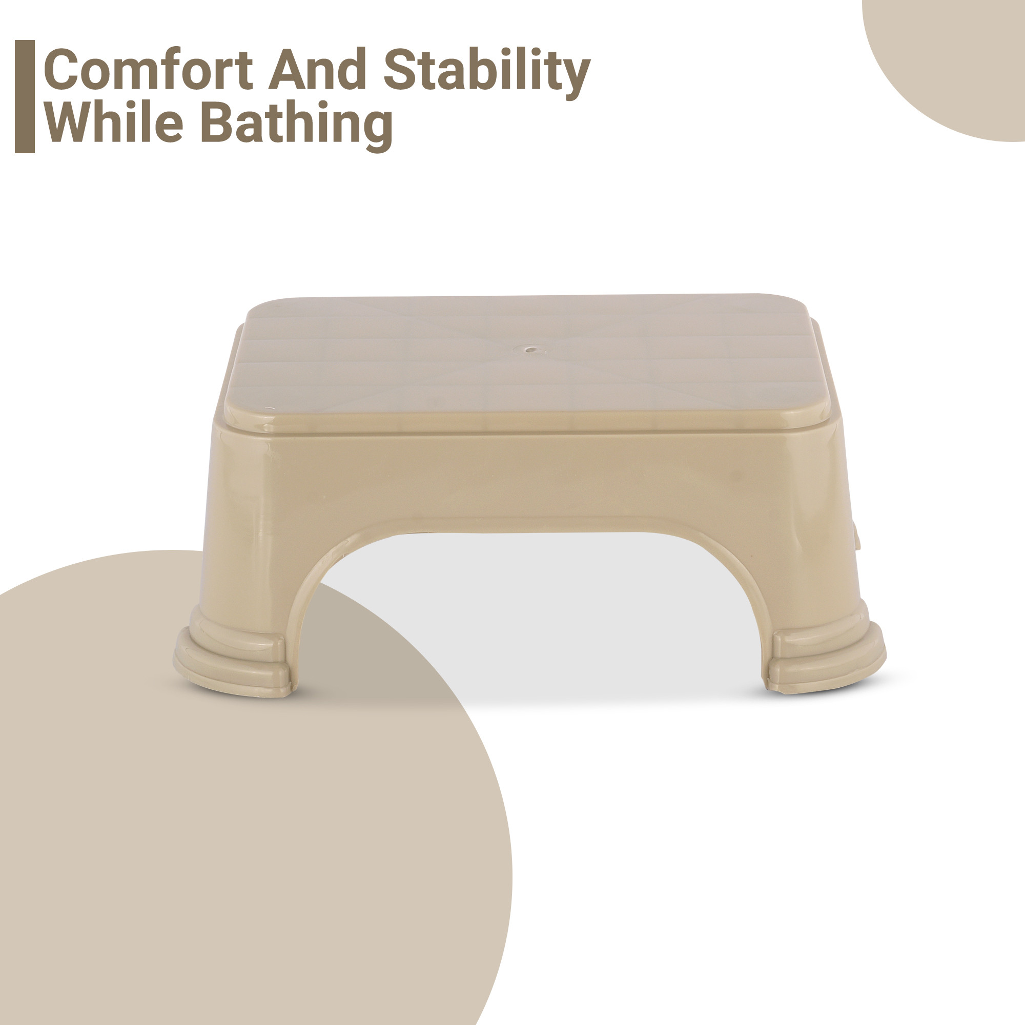 Kuber Industries Durable Bathroom Stool for Bathing  Comfortable Indoor Machiya for Sitting  Senior Citizens Bath Stool  Adults Patla Chair for Home  Plain P6 - Beige