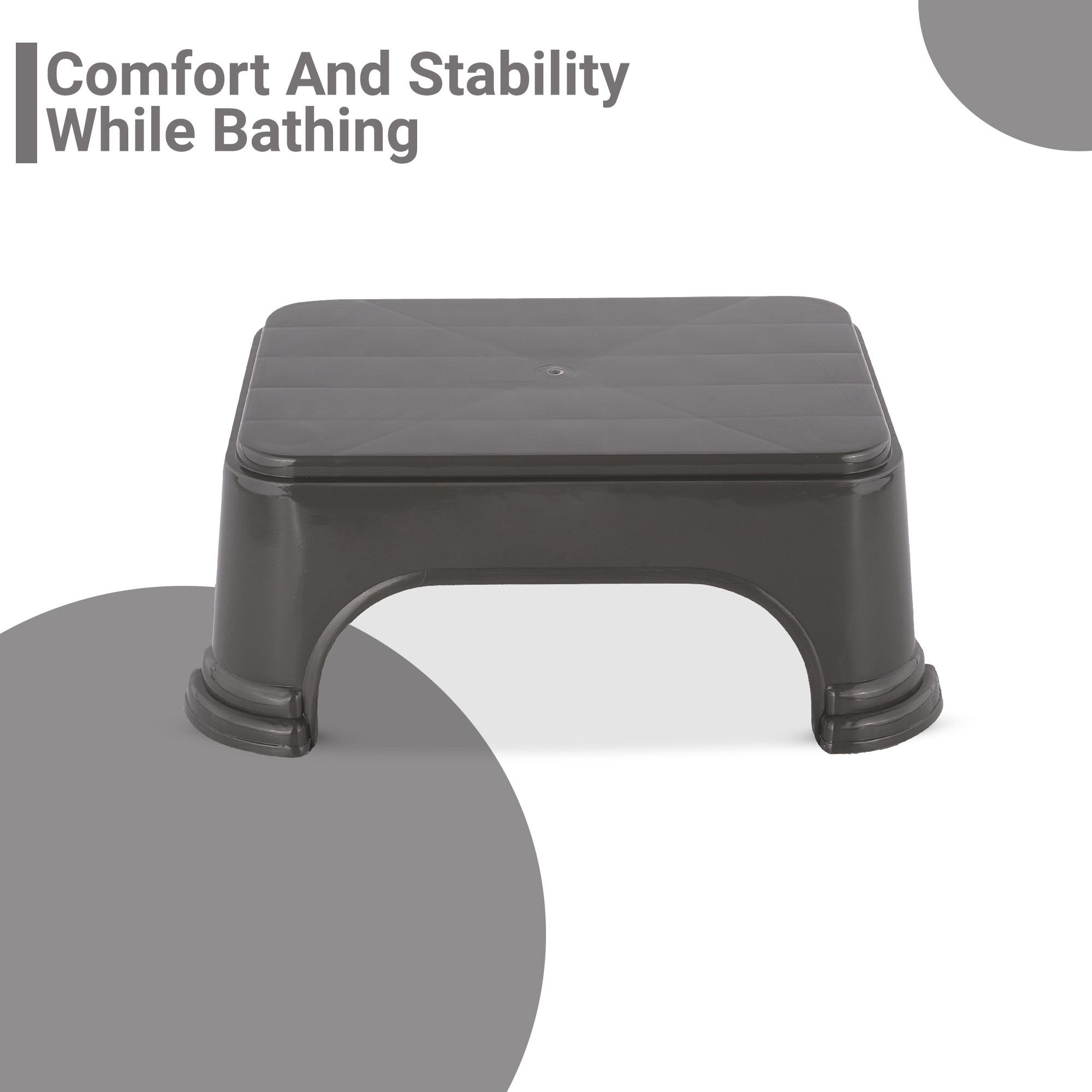 Kuber Industries Durable Bathroom Stool for Bathing  Comfortable Indoor Machiya for Sitting  Senior Citizens Bath Stool  Adults Patla Chair for Home  Plain P6 - Grey