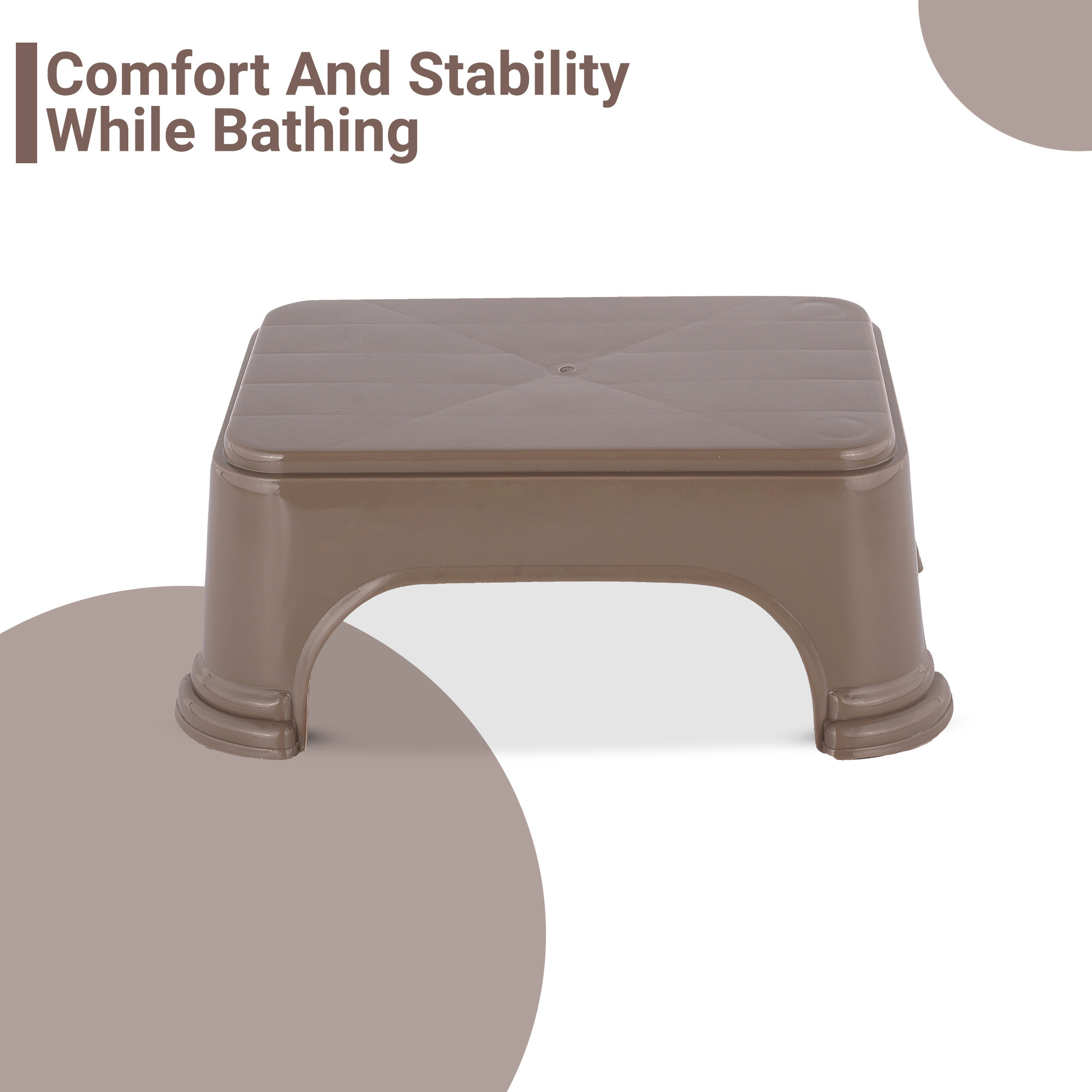 Kuber Industries Durable Bathroom Stool for Bathing  Comfortable Indoor Machiya for Sitting  Senior Citizens Bath Stool  Adults Patla Chair for Home  Plain P6 - Brown