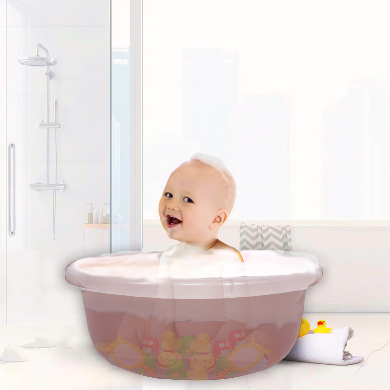 Kuber Industries Durable Deep Bath Tub|Versatile Short Livestock Feeding Pan|Unbreakable Plastic Utility Gaint Basin for Baby Bathing,Washing Clothes,26 Litre (Brown)