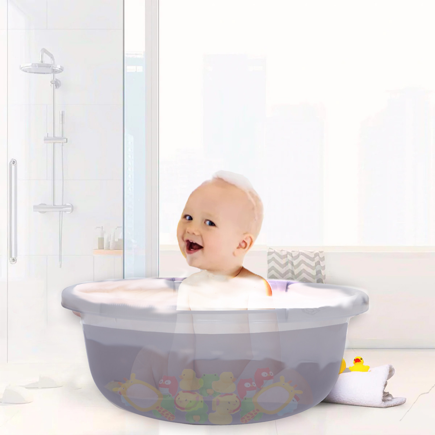 Kuber Industries Durable Deep Bath Tub|Versatile Short Livestock Feeding Pan|Unbreakable Plastic Utility Gaint Basin for Baby Bathing,Washing Clothes,26 Litre (Black)