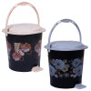 Kuber Industries Durable Floral &amp; Flower Print Plastic Pedal Dustbin|Waste Bin|Trash Can For Kitchen &amp; Home With Handle,7 Litre,Pack of 2 (Black)