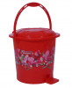 Kuber Industries Durable Floral Print Plastic Pedal Dustbin|Waste Bin|Trash Can For Kitchen &amp; Home With Handle,10 Litre (Red)