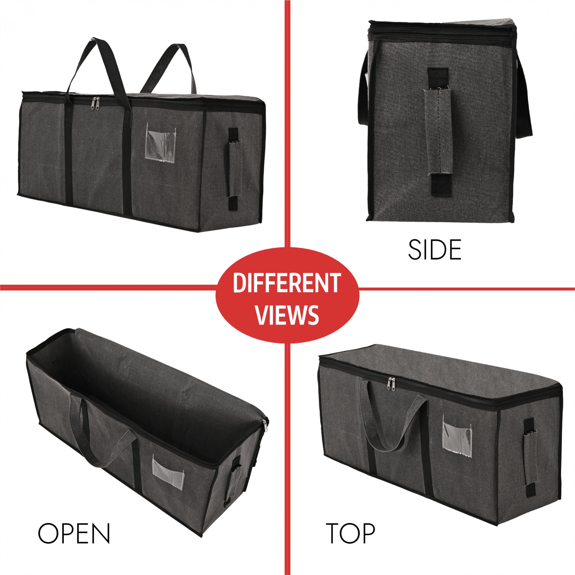Kuber Industries Durable Jumbo Storage Bags For Clothes Large With Zip  Handles  Packers  Movers Under Bed Storage Organizer Box for Clothes Blanket  Toys  Dark Grey