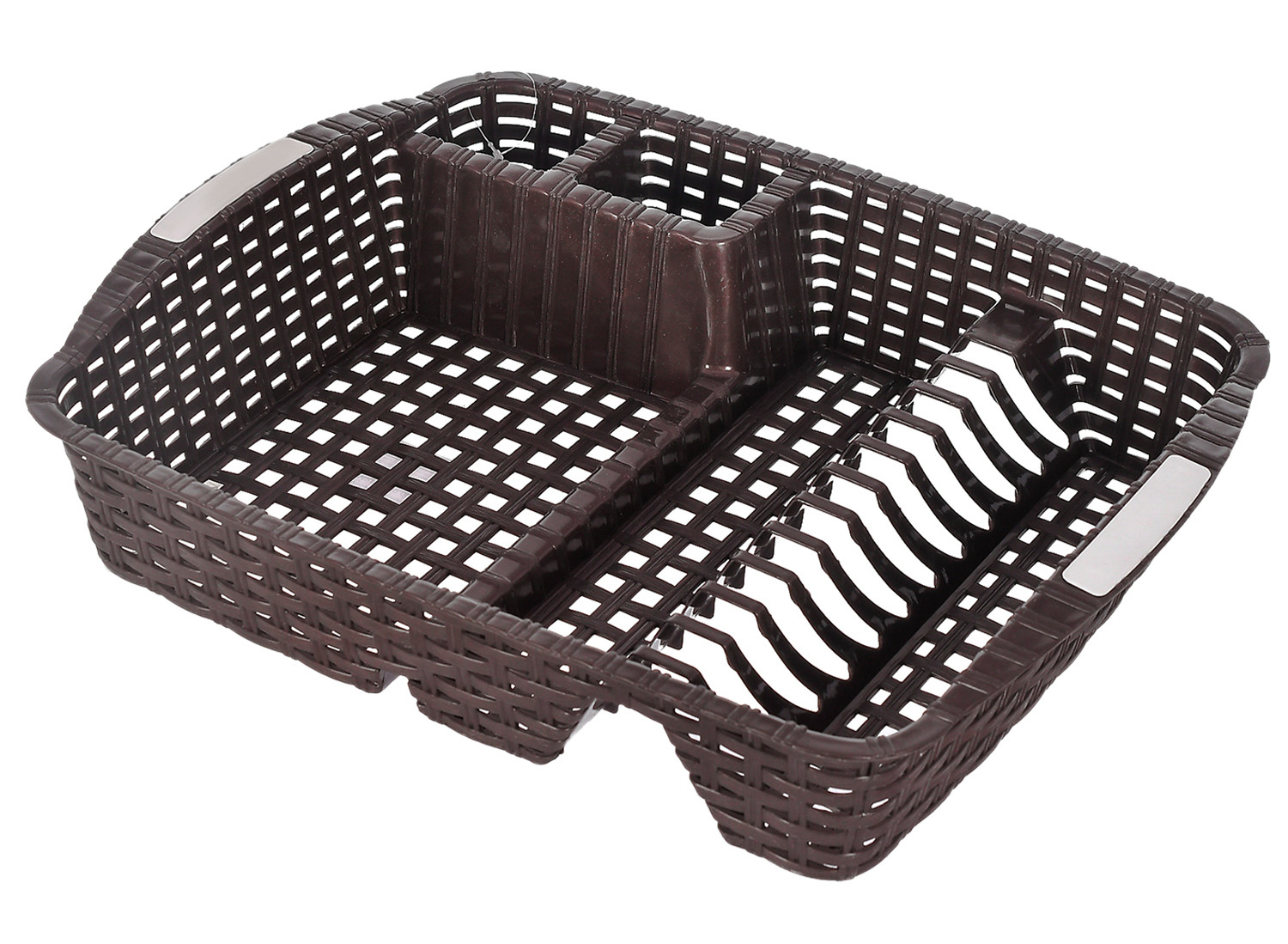 Kuber Industries Durable Plastic Dish Rack Utensil Drainer Drying Basket for Kitchen Without Tray (Brown)-46KM0381