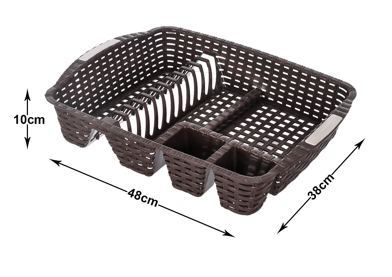 Kuber Industries Durable Plastic Dish Rack Utensil Drainer Drying Basket for Kitchen Without Tray (Brown)-46KM0381