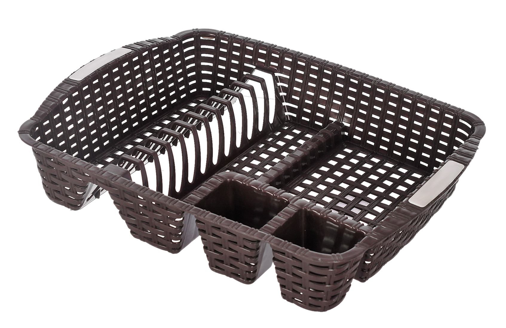 Kuber Industries Durable Plastic Dish Rack Utensil Drainer Drying Basket for Kitchen Without Tray (Brown)-46KM0381