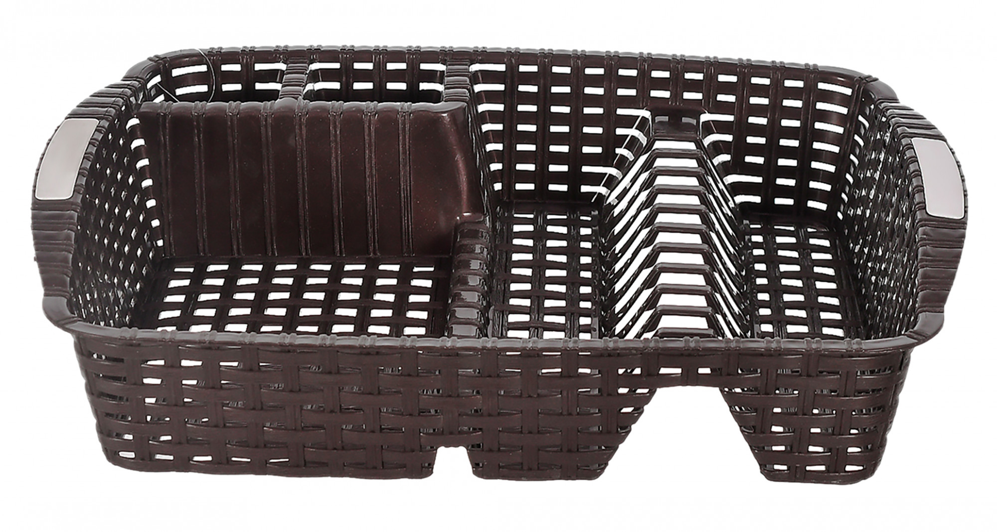 Kuber Industries Durable Plastic Dish Rack Utensil Drainer Drying Basket for Kitchen Without Tray (Brown)-46KM0381