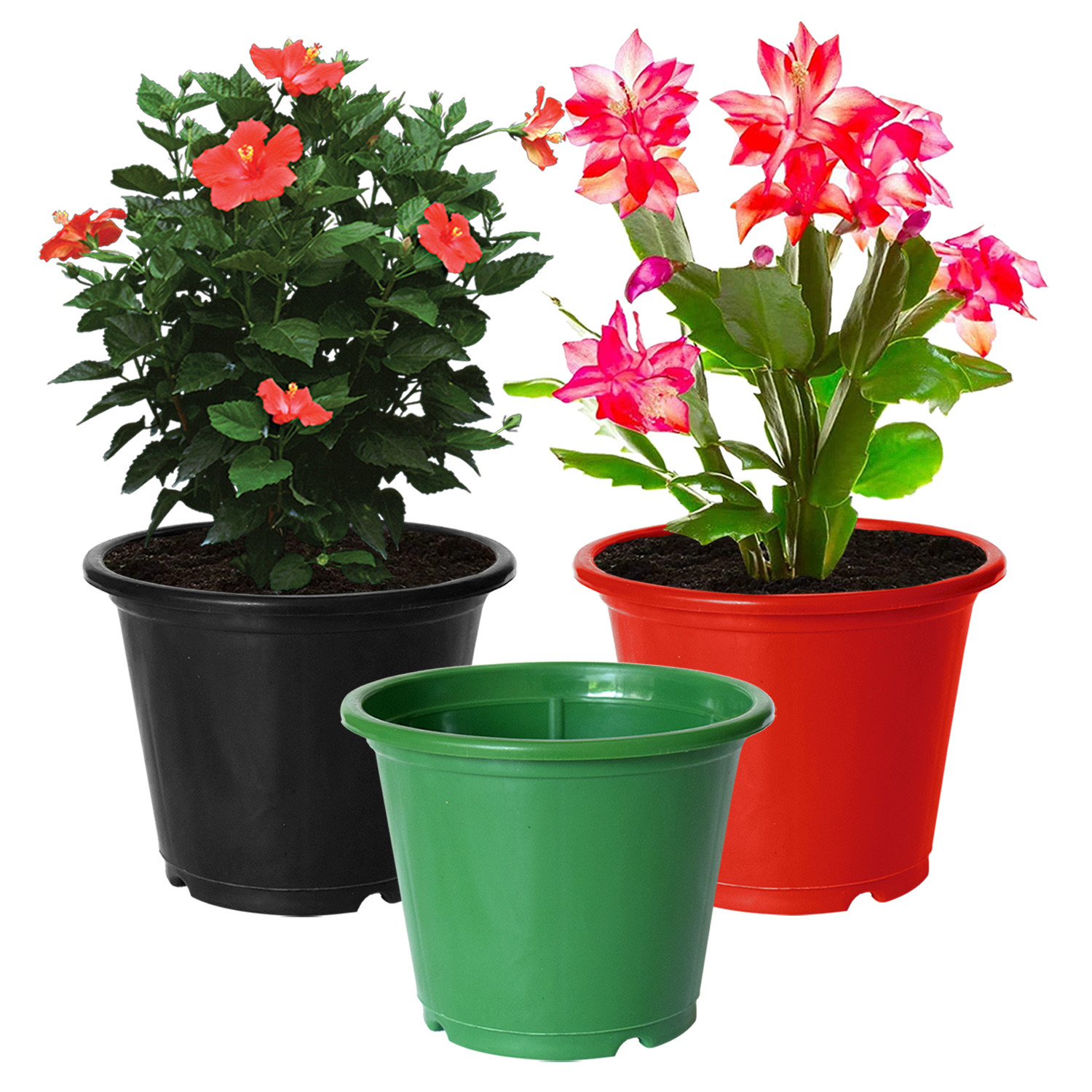 Kuber Industries Durable Plastic Flower Pot|Gamla for Indoor Home Decor & Outdoor Balcony,Garden,6