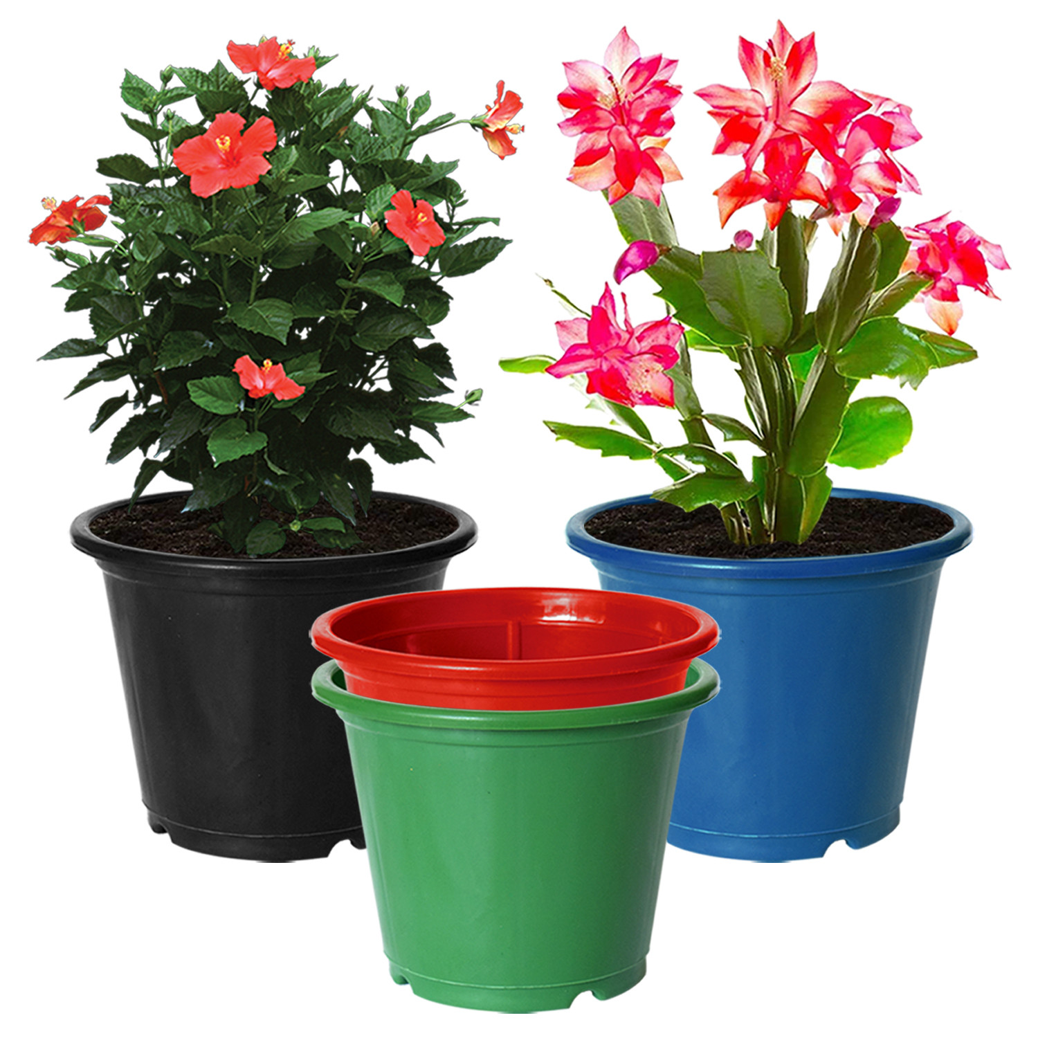 Kuber Industries Durable Plastic Flower Pot|Gamla for Indoor Home Decor & Outdoor Balcony,Garden,6