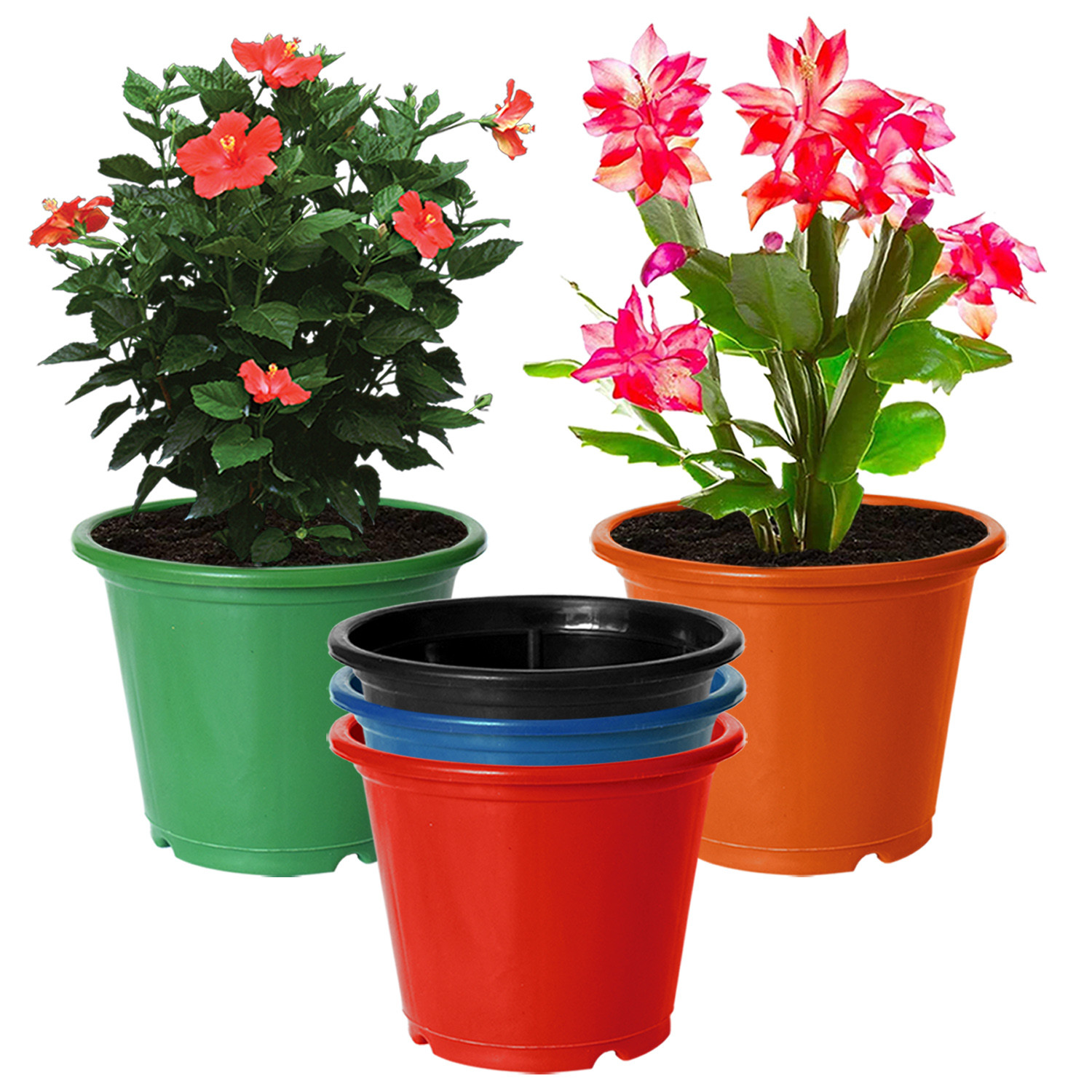 Kuber Industries Durable Plastic Flower Pot|Gamla for Indoor Home Decor & Outdoor Balcony,Garden,6