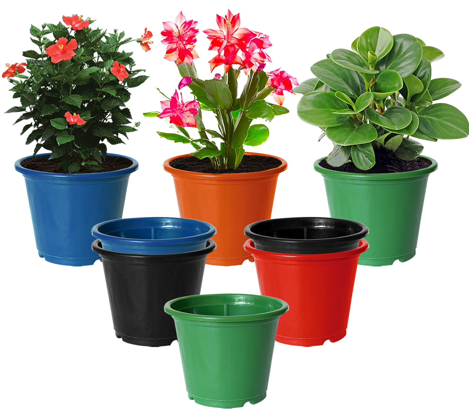 Kuber Industries Durable Plastic Flower Pot|Gamla for Indoor Home Decor & Outdoor Balcony,Garden,6