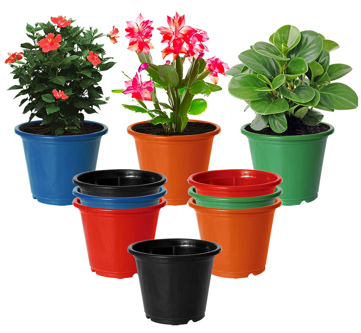 Kuber Industries Durable Plastic Flower Pot|Gamla for Indoor Home Decor & Outdoor Balcony,Garden,6