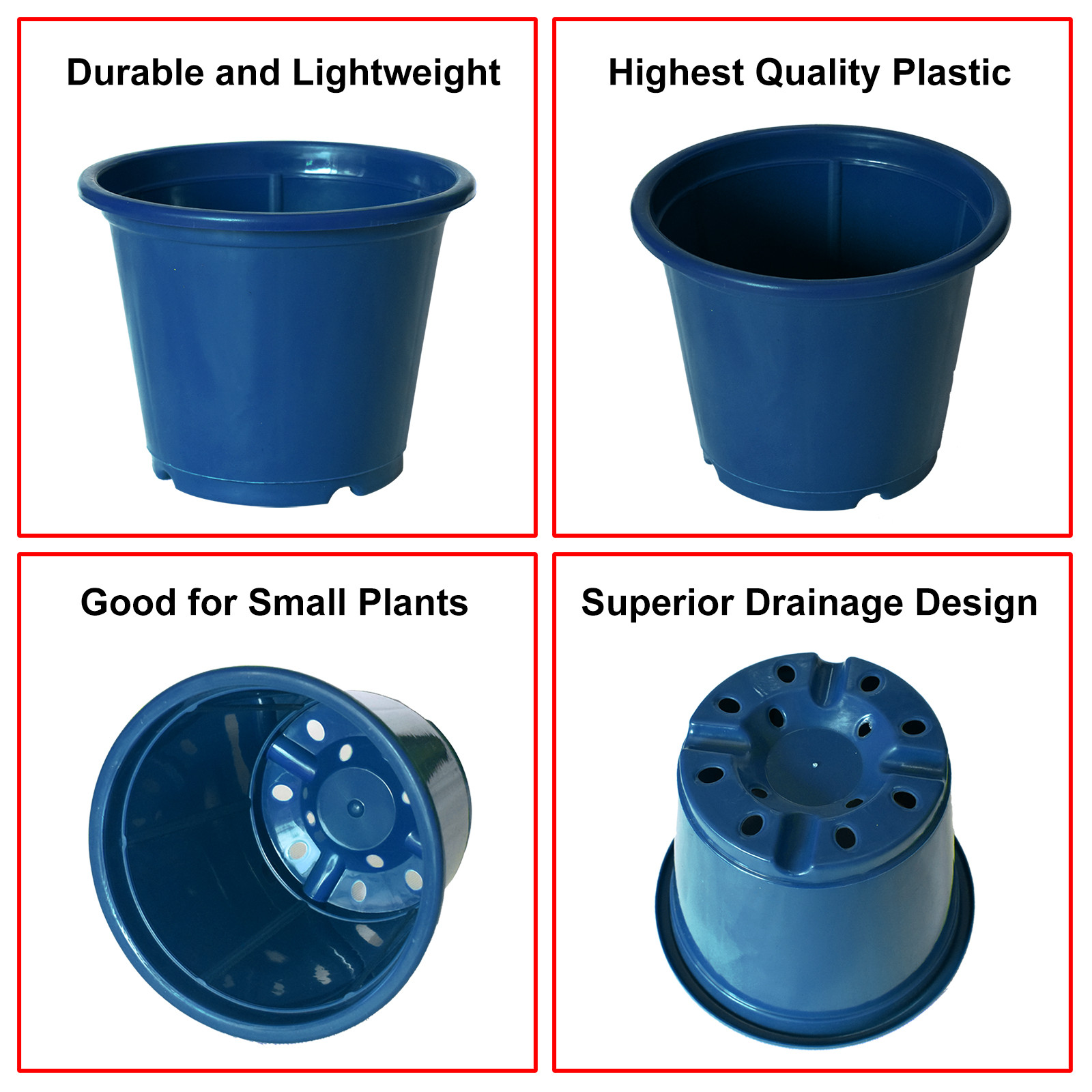 Kuber Industries Durable Plastic Flower Pot|Gamla With Drain Holes for Indoor Home Decor & Outdoor Balcony,Garden,6