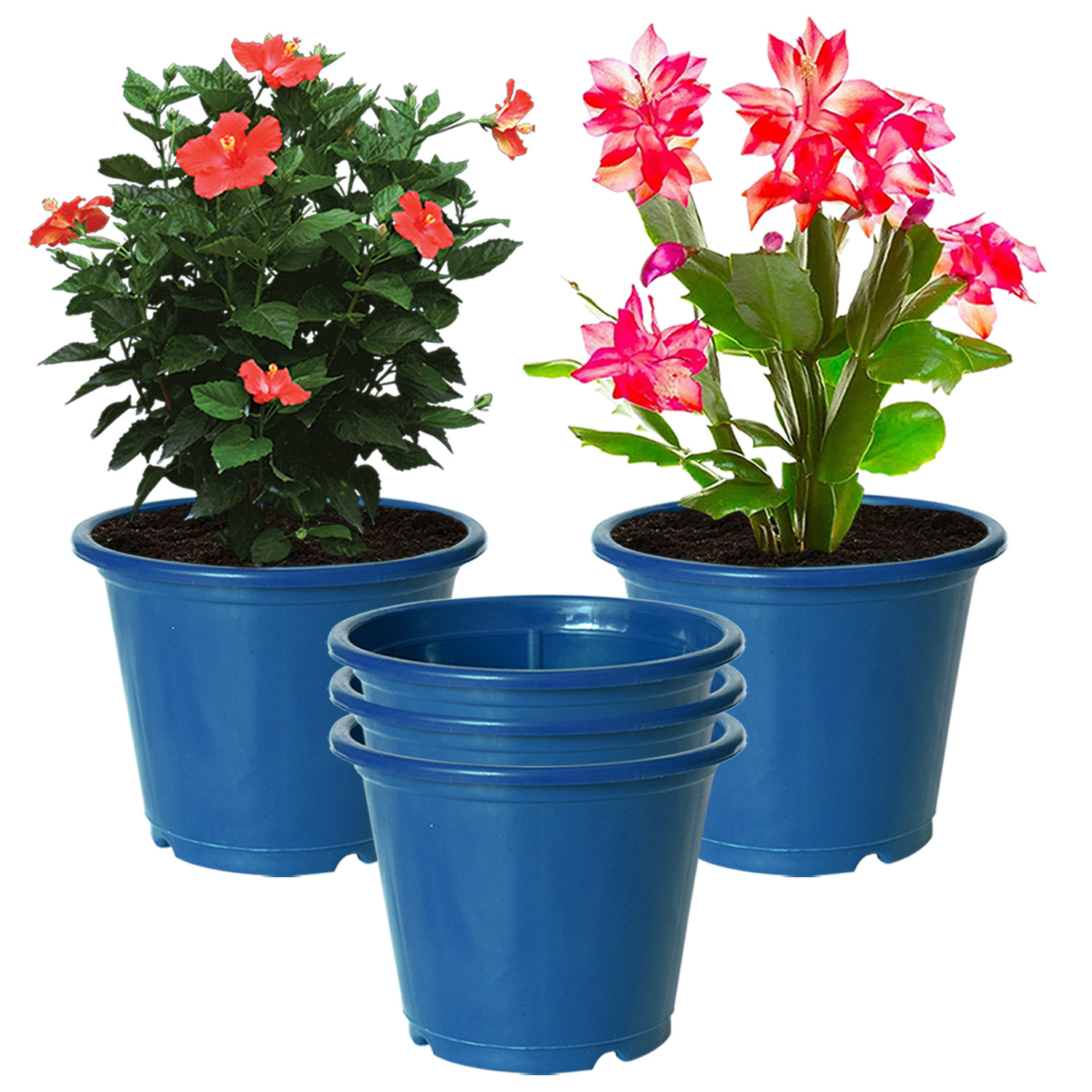 Kuber Industries Durable Plastic Flower Pot|Gamla With Drain Holes for Indoor Home Decor & Outdoor Balcony,Garden,6