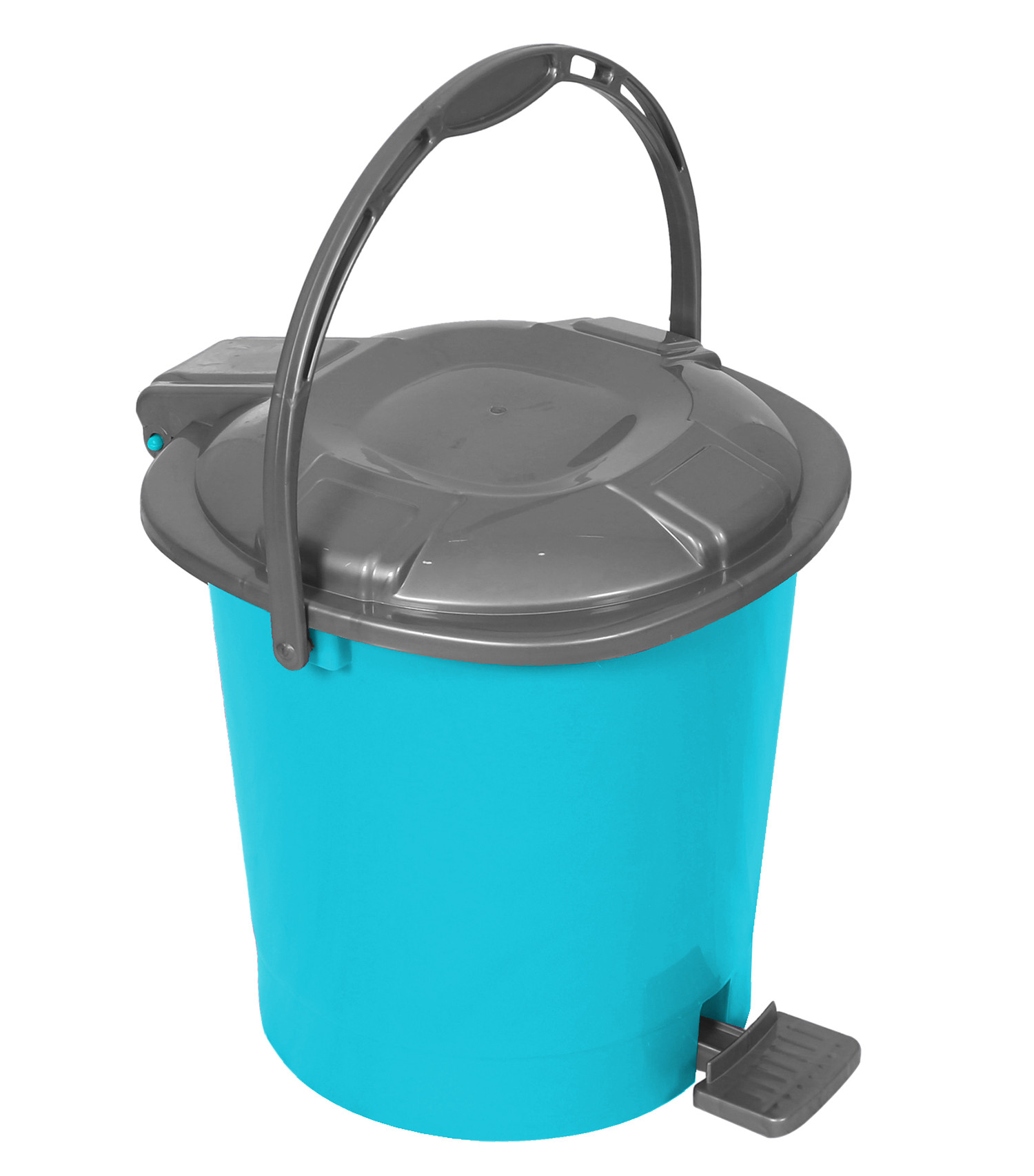 Kuber Industries Durable Plastic Pedal Dustbin|Waste Bin|Trash Can For Kitchen & Home With Handle,10 Litre,Pack of 2 (Sky Blue)