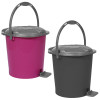 Kuber Industries Durable Plastic Pedal Dustbin|Waste Bin|Trash Can For Kitchen &amp; Home With Handle,10 Litre,Pack of 2 (Pink &amp; Gray)