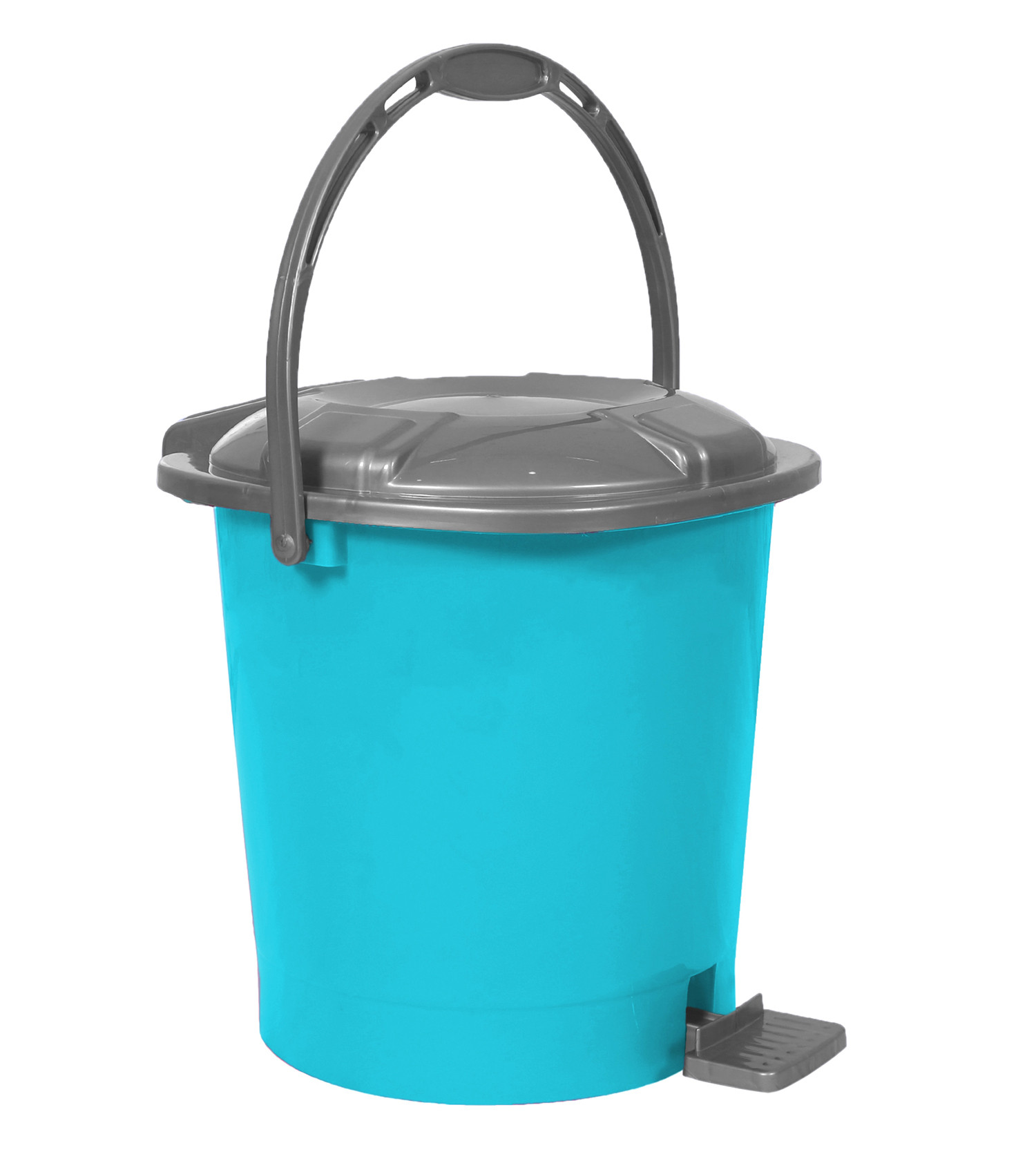 Kuber Industries Durable Plastic Pedal Dustbin|Waste Bin|Trash Can For Kitchen & Home With Handle,7 Litre (Sky Blue)