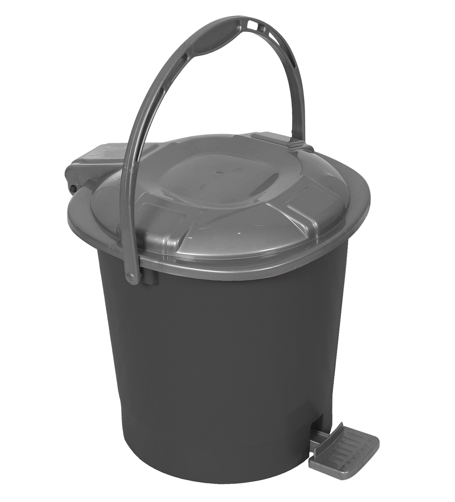 Kuber Industries Durable Plastic Pedal Dustbin|Waste Bin|Trash Can For Kitchen & Home With Handle,7 Litre (Gray)