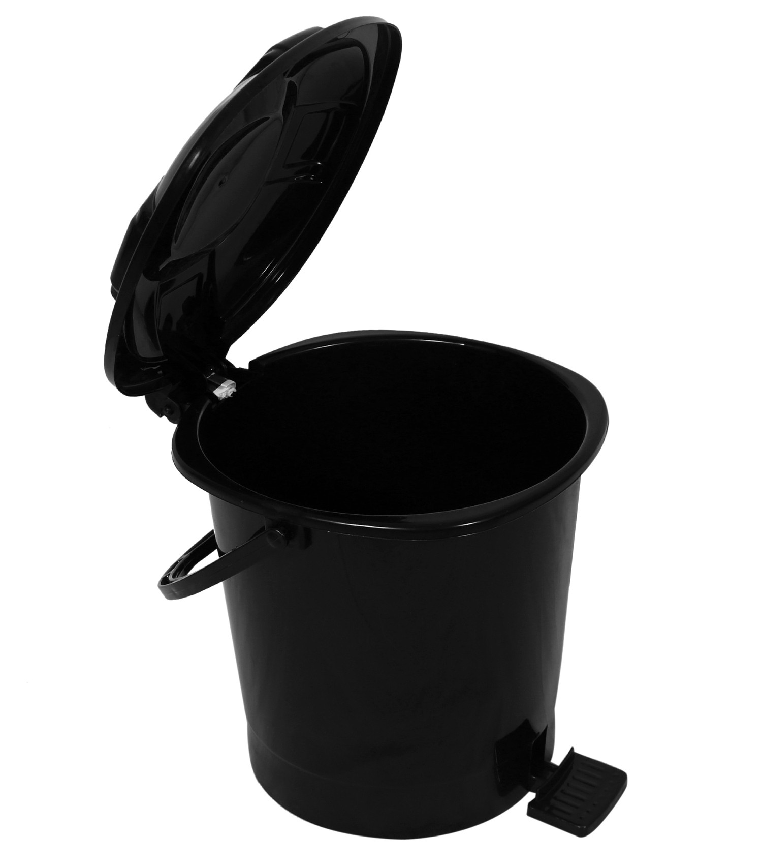 Kuber Industries Durable Plastic Pedal Dustbin|Waste Bin|Trash Can For Kitchen & Home With Handle,7 Litre (Black)