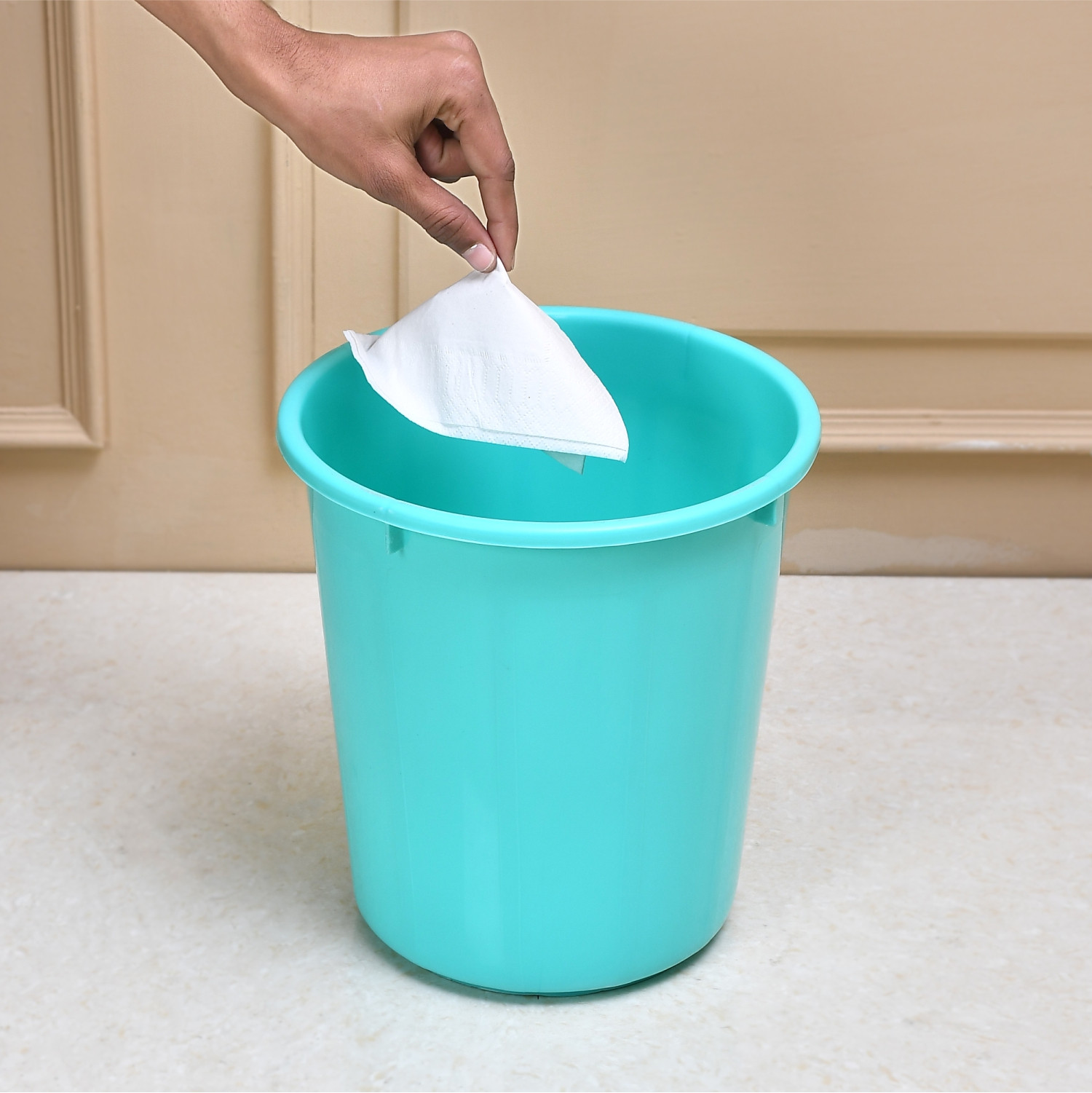 Kuber Industries Dustbin  Open Dustbin  Plastic Garbage Dustbin  Dustbin for Kitchen  Dustbin for Bathroom  Office Dustbin  Plain Sada Dustbin  7 LTR  Green