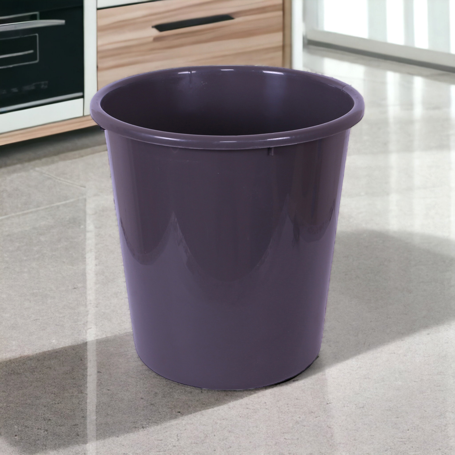 Kuber Industries Dustbin | Open Dustbin | Plastic Garbage Dustbin | Dustbin For Kitchen | Dustbin For Bathroom | Office Dustbin | Plain Sada Dustbin | 7 LTR | 066 | Gray