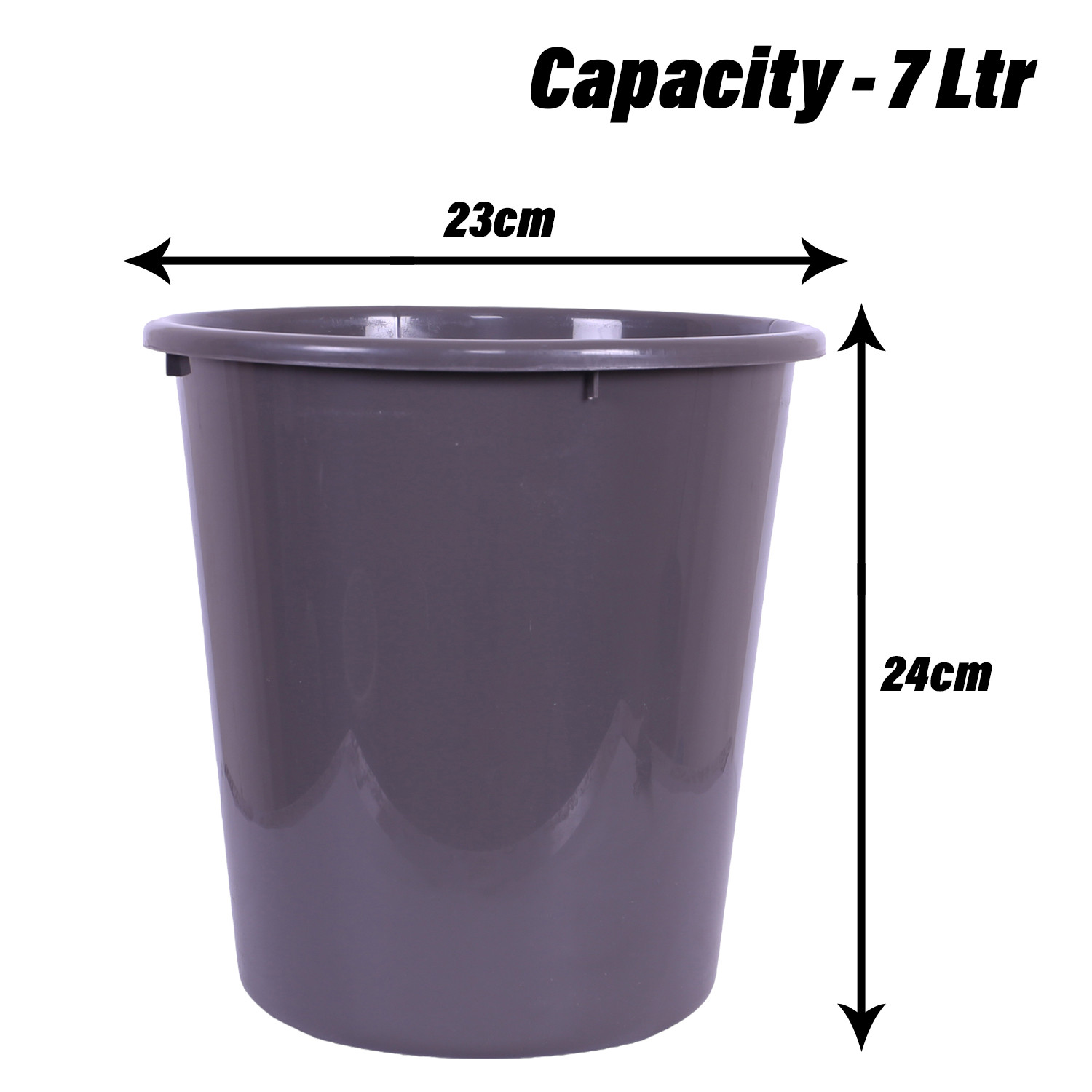 Kuber Industries Dustbin | Open Dustbin | Plastic Garbage Dustbin | Dustbin For Kitchen | Dustbin For Bathroom | Office Dustbin | Plain Sada Dustbin | 7 LTR | 066 | Gray