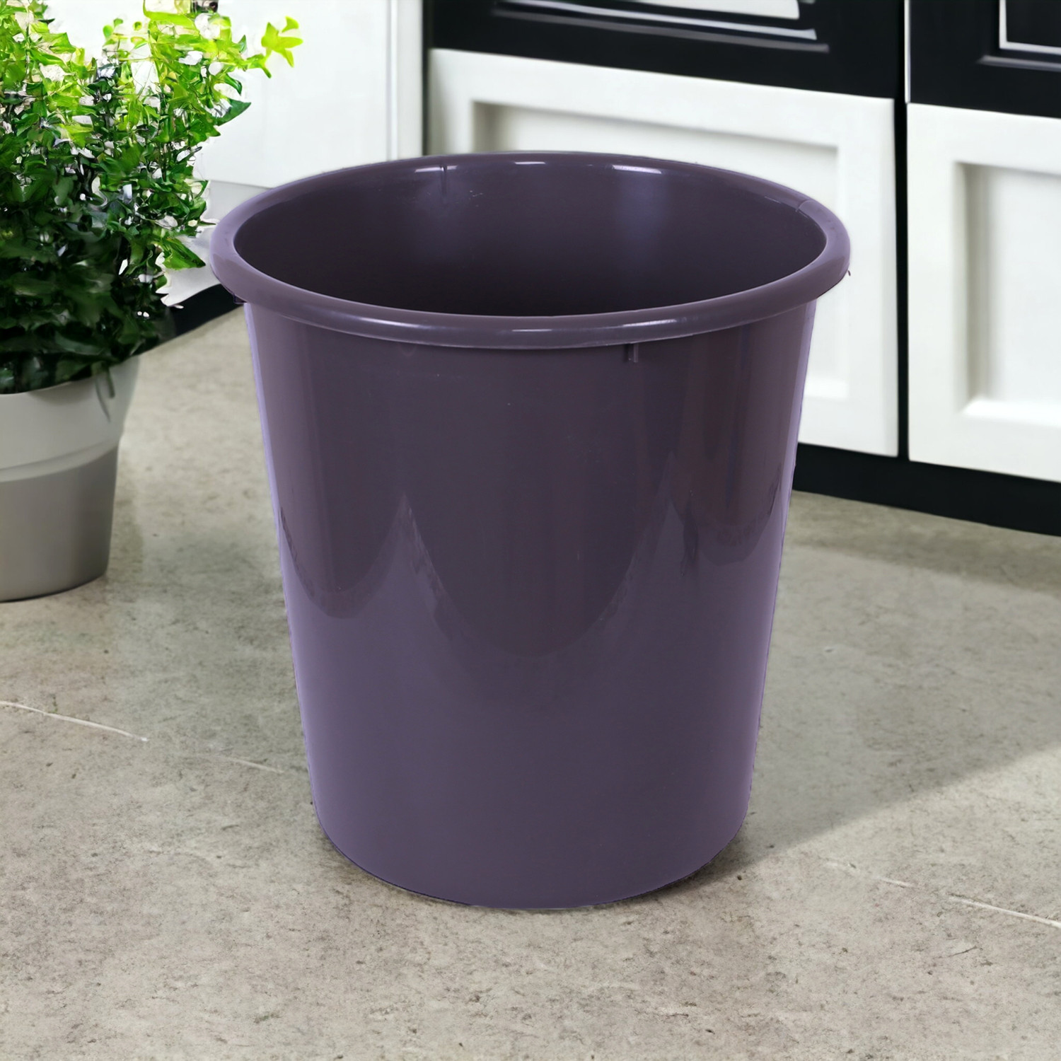 Kuber Industries Dustbin | Open Dustbin | Plastic Garbage Dustbin | Dustbin For Kitchen | Dustbin For Bathroom | Office Dustbin | Plain Sada Dustbin | 7 LTR | 066 | Gray