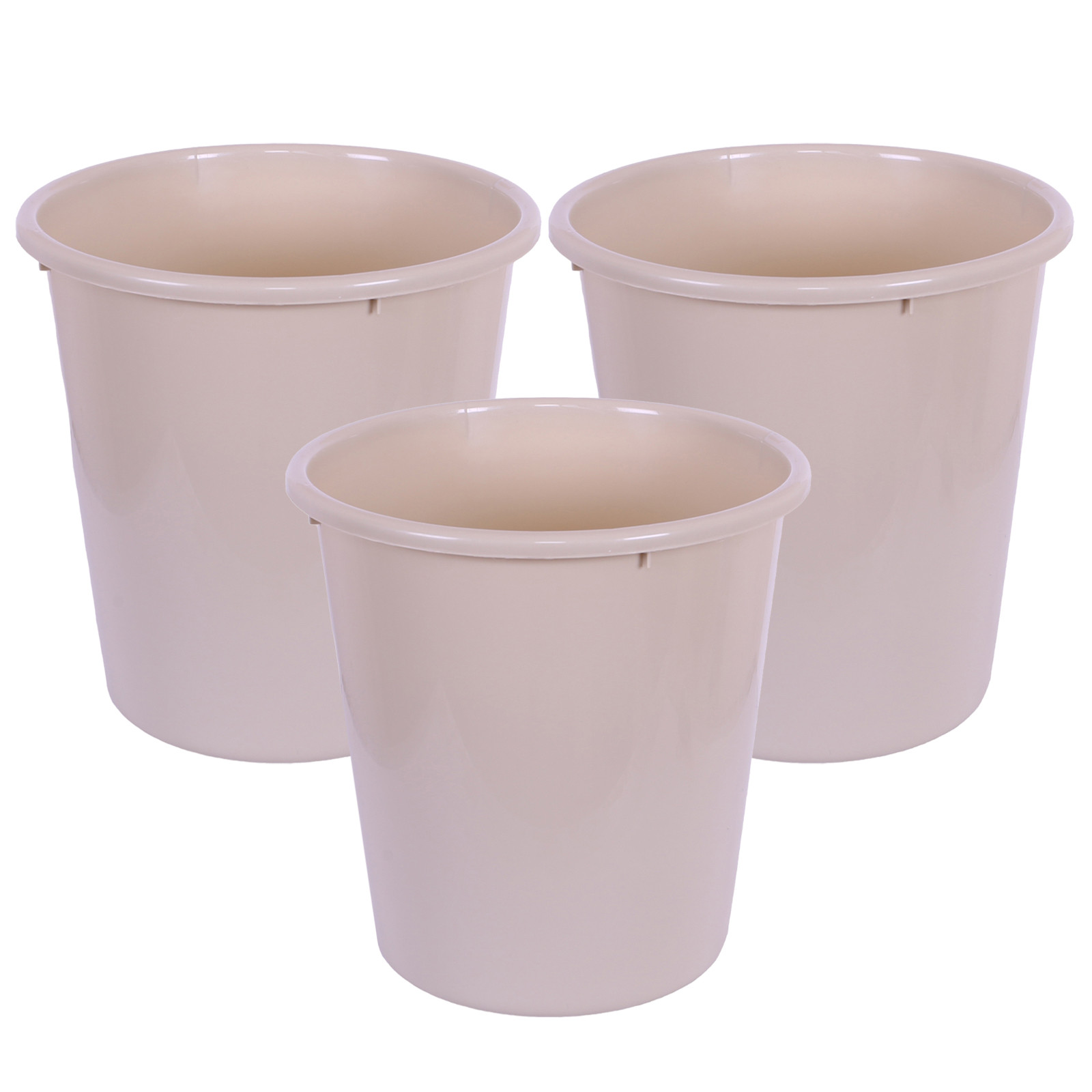 Kuber Industries Dustbin | Open Dustbin | Plastic Garbage Dustbin | Dustbin For Kitchen | Dustbin For Bathroom | Office Dustbin | Plain Sada Dustbin | 7 LTR | 066 | Beige