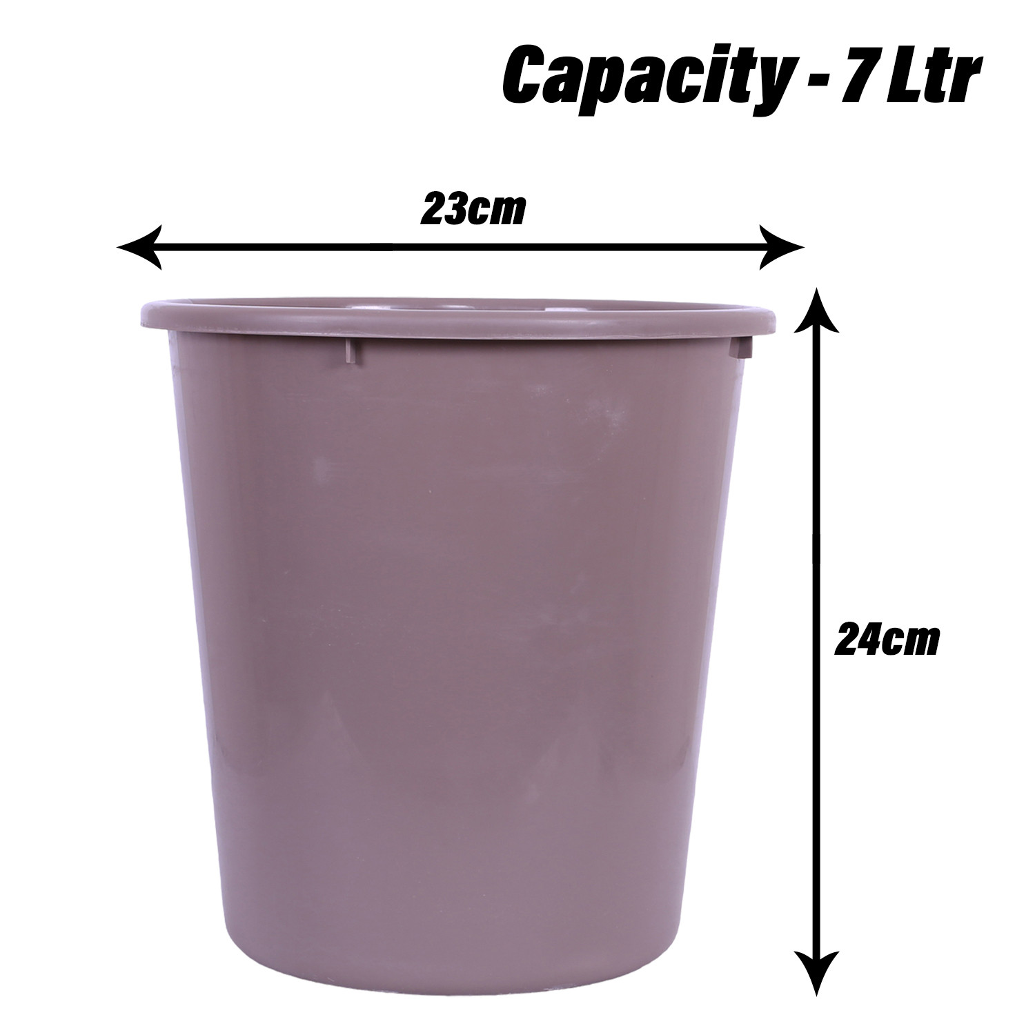 Kuber Industries Dustbin | Open Dustbin | Plastic Garbage Dustbin | Dustbin For Kitchen | Dustbin For Bathroom | Office Dustbin | Plain Sada Dustbin | 7 LTR | 066 | Brown