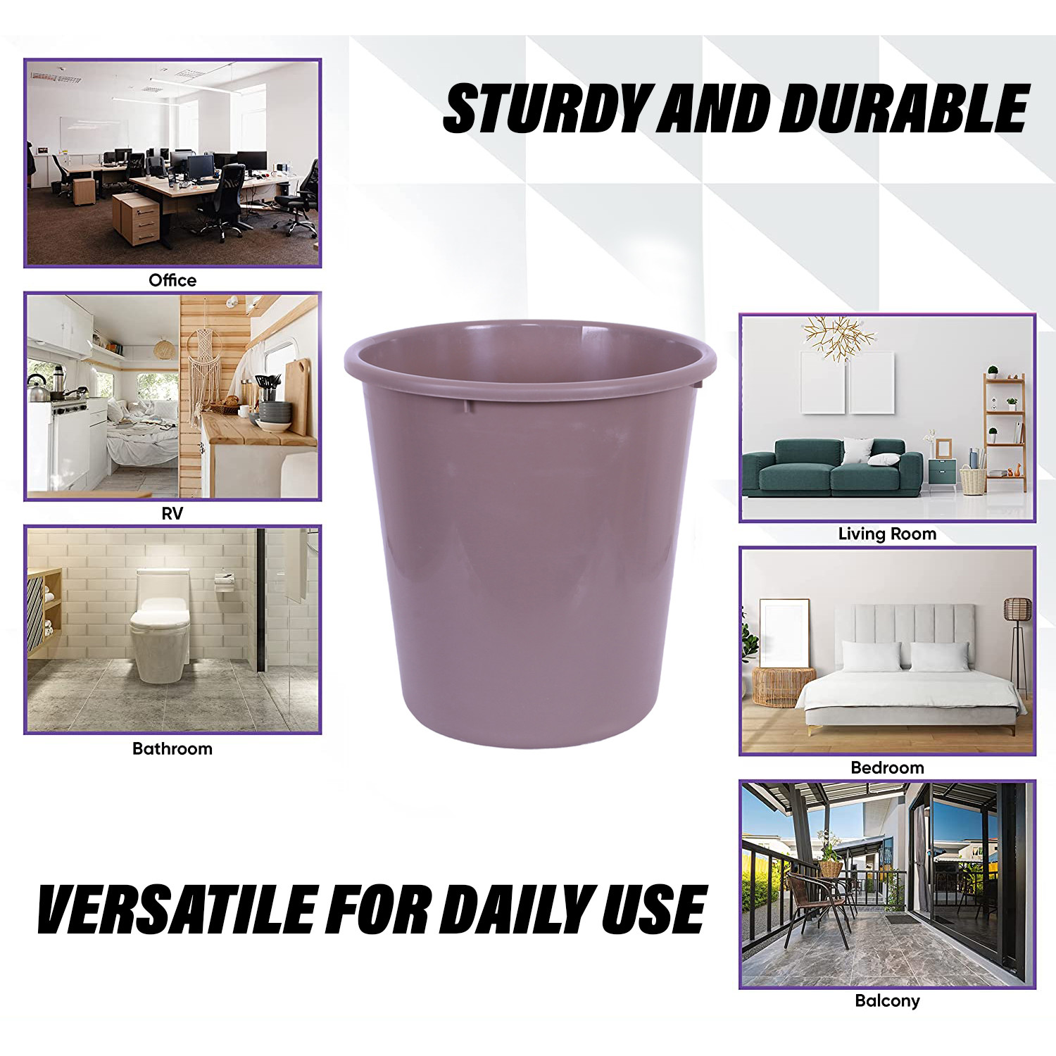 Kuber Industries Dustbin | Open Dustbin | Plastic Garbage Dustbin | Dustbin For Kitchen | Dustbin For Bathroom | Office Dustbin | Plain Sada Dustbin | 7 LTR | 066 | Brown