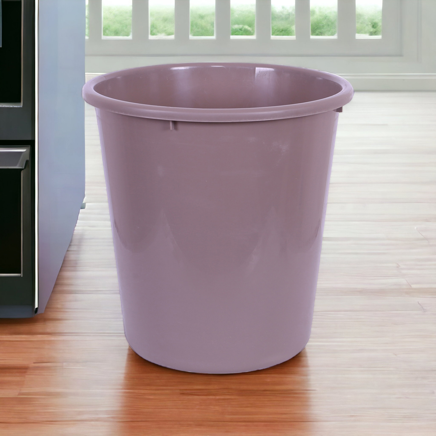 Kuber Industries Dustbin | Open Dustbin | Plastic Garbage Dustbin | Dustbin For Kitchen | Dustbin For Bathroom | Office Dustbin | Plain Sada Dustbin | 7 LTR | 066 | Brown