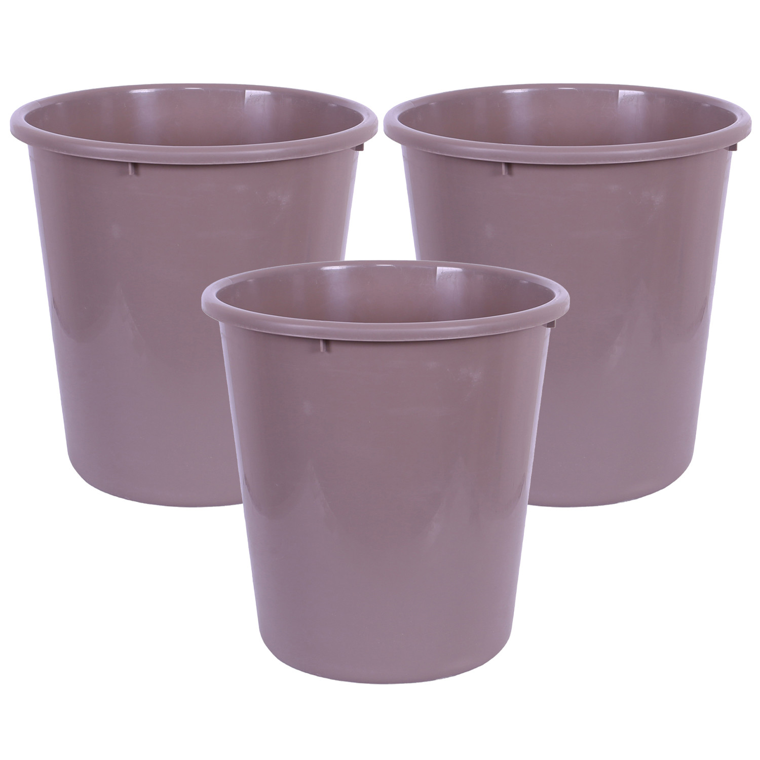 Kuber Industries Dustbin | Open Dustbin | Plastic Garbage Dustbin | Dustbin For Kitchen | Dustbin For Bathroom | Office Dustbin | Plain Sada Dustbin | 7 LTR | 066 | Brown