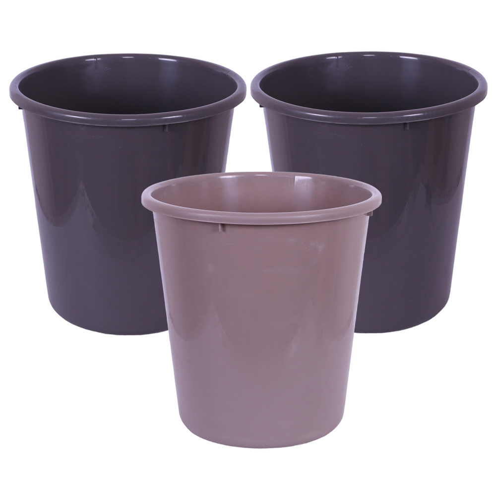 Kuber Industries Dustbin | Open Dustbin | Plastic Garbage Dustbin | Dustbin For Kitchen | Dustbin For Bathroom | Office Dustbin | Plain Sada Dustbin | 7 LTR | 066 | Pack of 3 | Multi