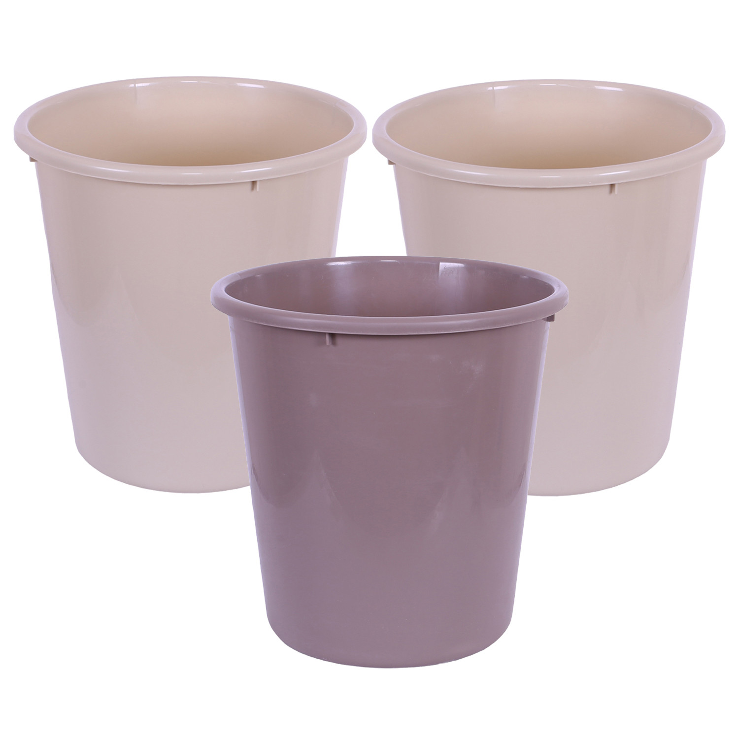 Kuber Industries Dustbin | Open Dustbin | Plastic Garbage Dustbin | Dustbin For Kitchen | Dustbin For Bathroom | Office Dustbin | Plain Sada Dustbin | 7 LTR | 066 | Pack of 3 | Multi