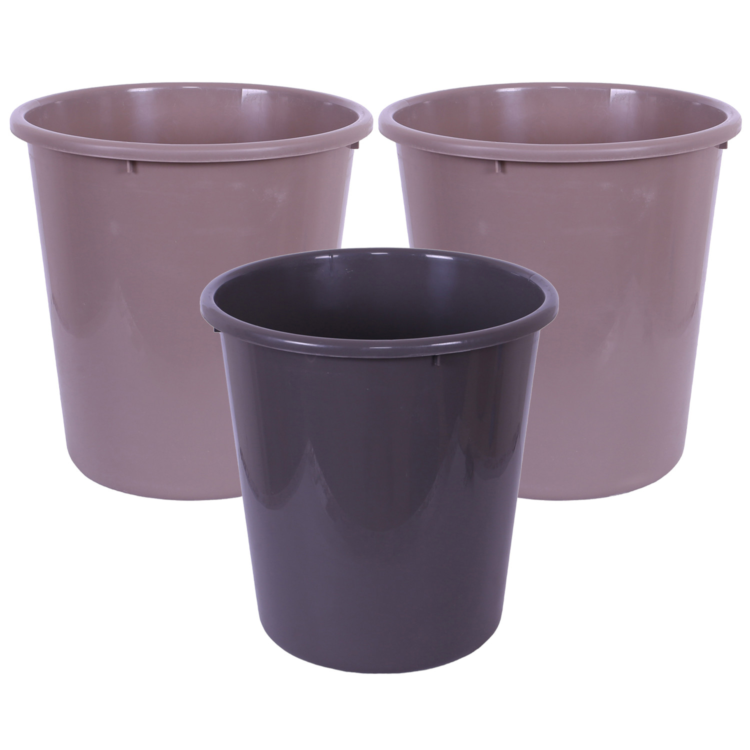 Kuber Industries Dustbin | Open Dustbin | Plastic Garbage Dustbin | Dustbin For Kitchen | Dustbin For Bathroom | Office Dustbin | Plain Sada Dustbin | 7 LTR | 066 | Pack of 3 | Multi