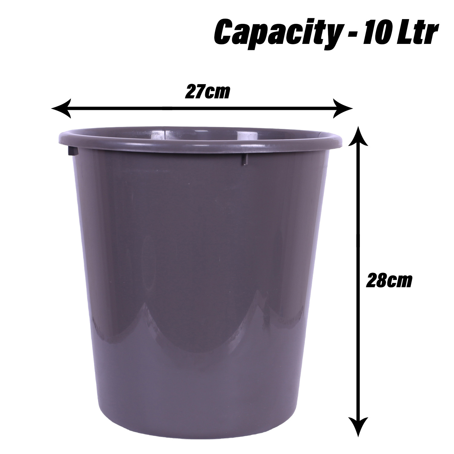 Kuber Industries Dustbin | Open Dustbin | Plastic Garbage Dustbin | Dustbin For Kitchen | Dustbin For Bathroom | Office Dustbin | Plain Sada Dustbin | 10 LTR | Gray