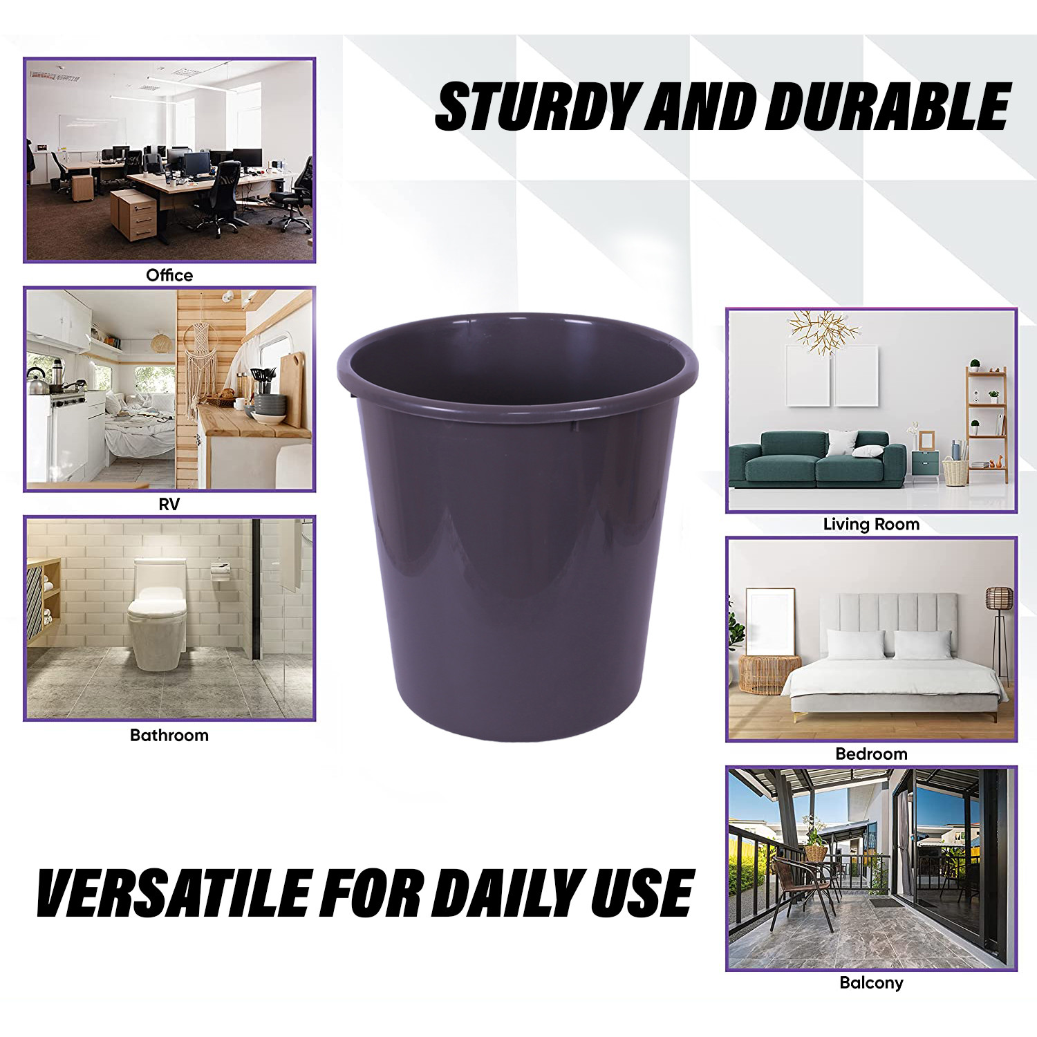 Kuber Industries Dustbin | Open Dustbin | Plastic Garbage Dustbin | Dustbin For Kitchen | Dustbin For Bathroom | Office Dustbin | Plain Sada Dustbin | 10 LTR | Gray