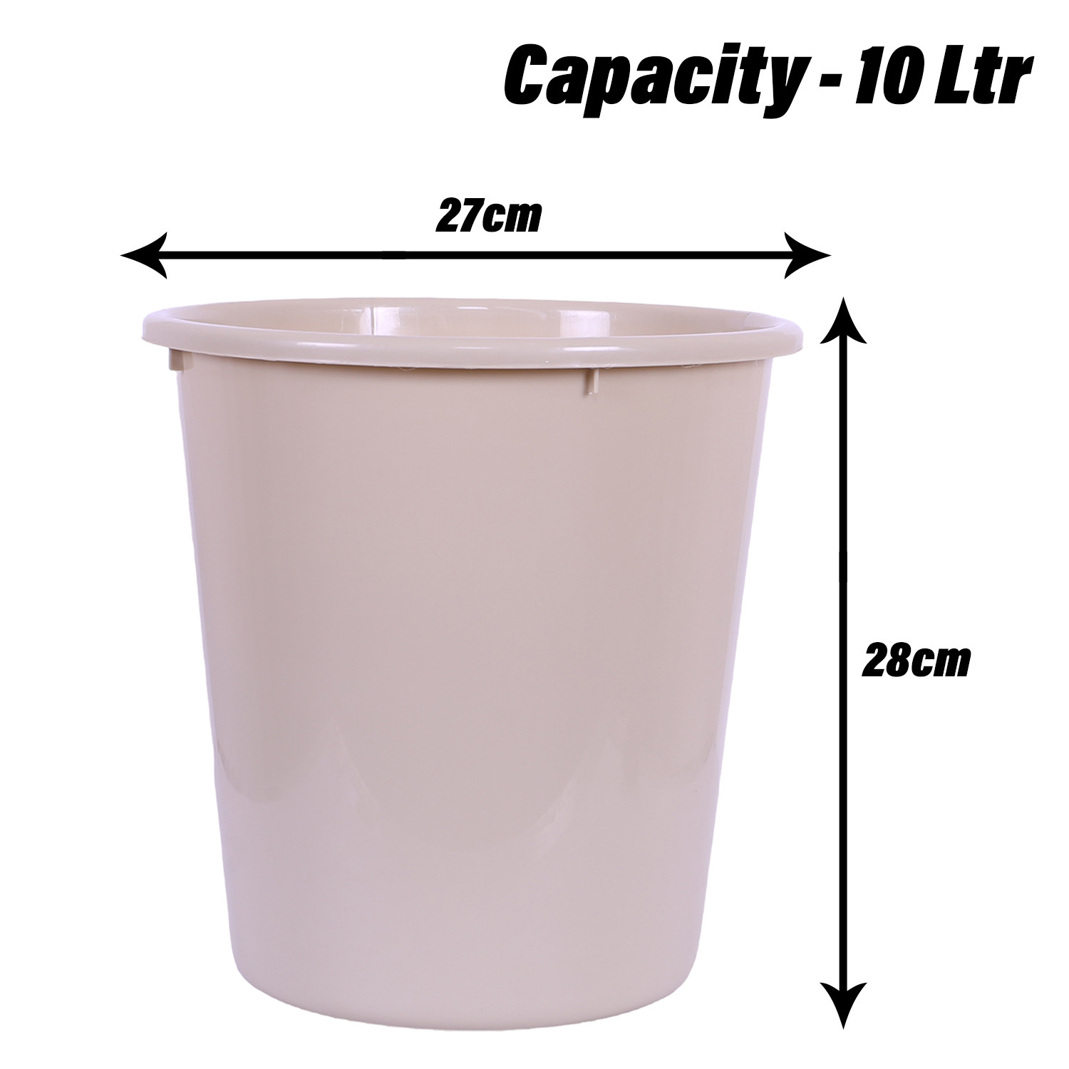 Kuber Industries Dustbin | Open Dustbin | Plastic Garbage Dustbin | Dustbin For Kitchen | Dustbin For Bathroom | Office Dustbin | Plain Sada Dustbin | 10 LTR | Beige