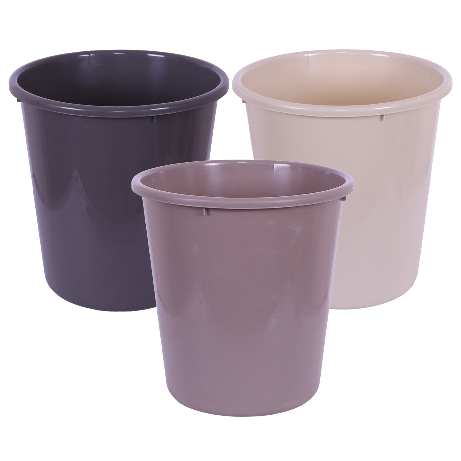 Kuber Industries Dustbin | Open Dustbin | Plastic Garbage Dustbin | Dustbin For Kitchen | Dustbin For Bathroom | Office Dustbin | Plain Sada Dustbin | 10 LTR | Pack of 3 | Multi