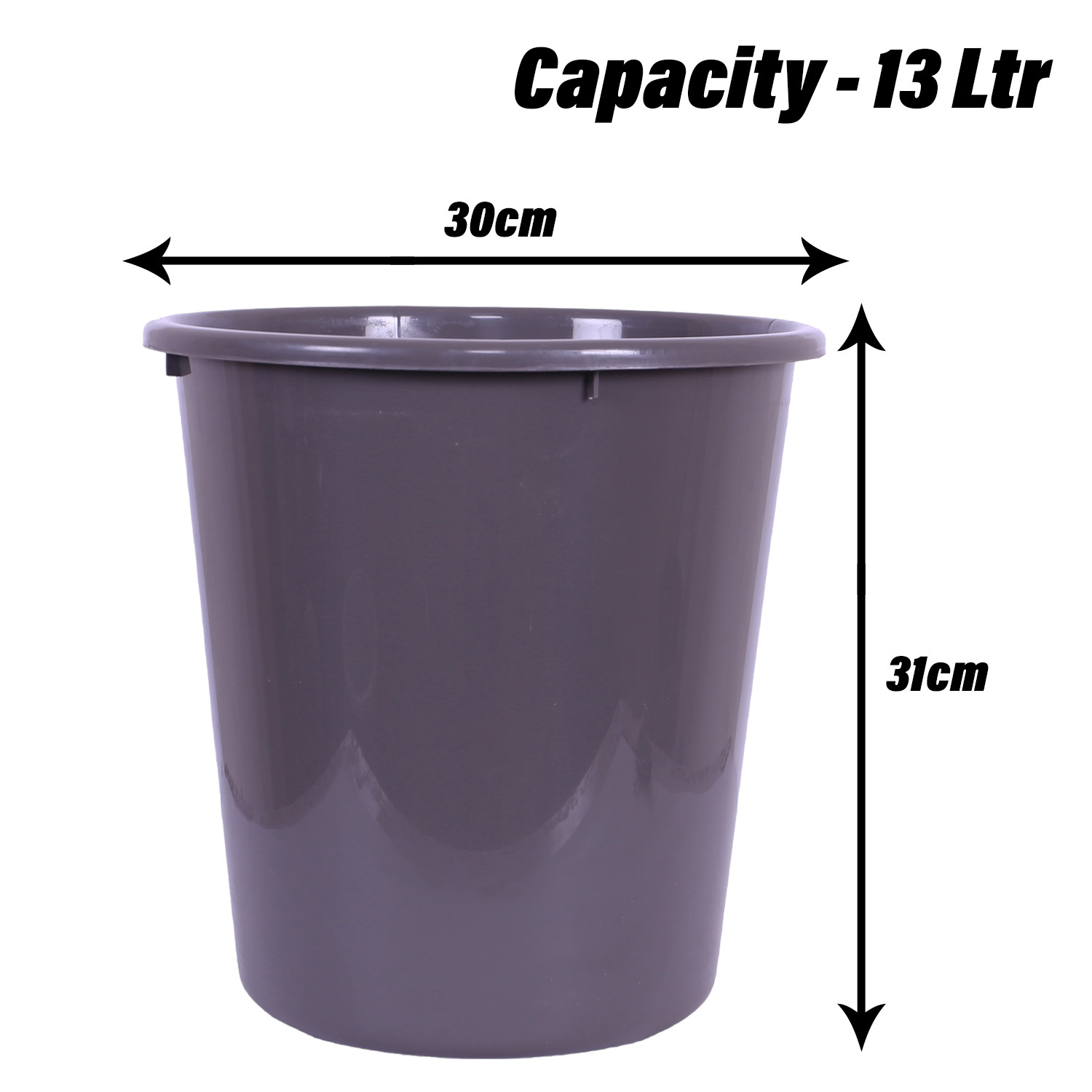 Kuber Industries Dustbin | Open Dustbin | Plastic Garbage Dustbin | Dustbin For Kitchen | Dustbin For Bathroom | Office Dustbin | Plain Sada Dustbin | 13 LTR | Gray