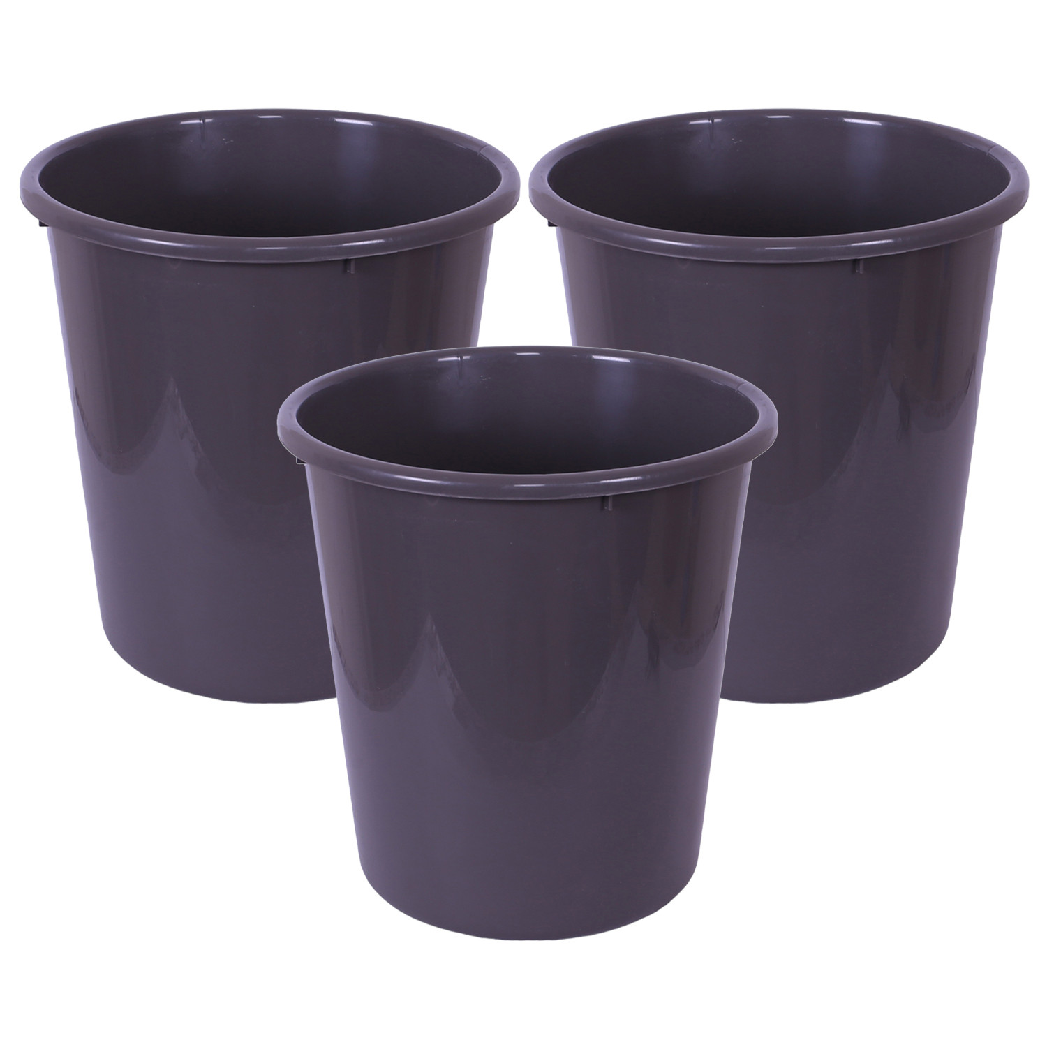 Kuber Industries Dustbin | Open Dustbin | Plastic Garbage Dustbin | Dustbin For Kitchen | Dustbin For Bathroom | Office Dustbin | Plain Sada Dustbin | 13 LTR | Gray
