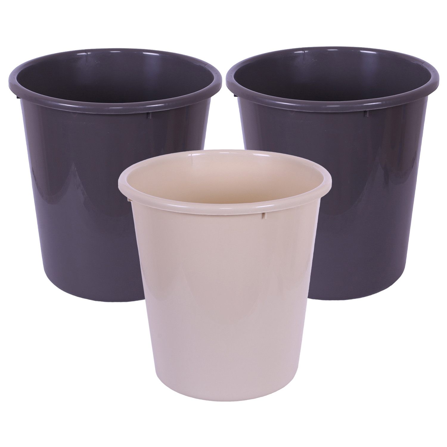 Kuber Industries Dustbin | Open Dustbin | Plastic Garbage Dustbin | Dustbin For Kitchen | Dustbin For Bathroom | Office Dustbin | Plain Sada Dustbin | 13 LTR | Pack of 3 | Multi
