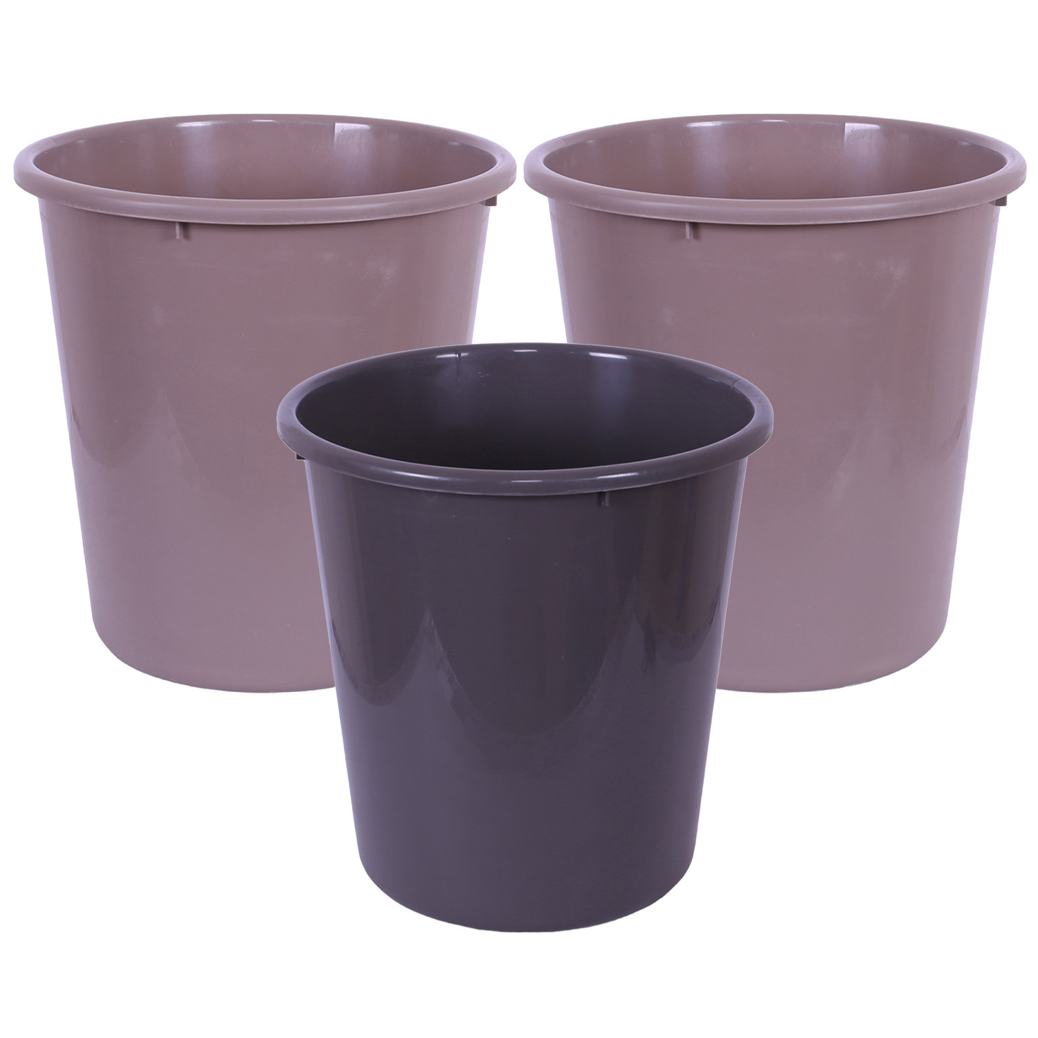 Kuber Industries Dustbin | Open Dustbin | Plastic Garbage Dustbin | Dustbin For Kitchen | Dustbin For Bathroom | Office Dustbin | Plain Sada Dustbin | 13 LTR | Pack of 3 | Multi