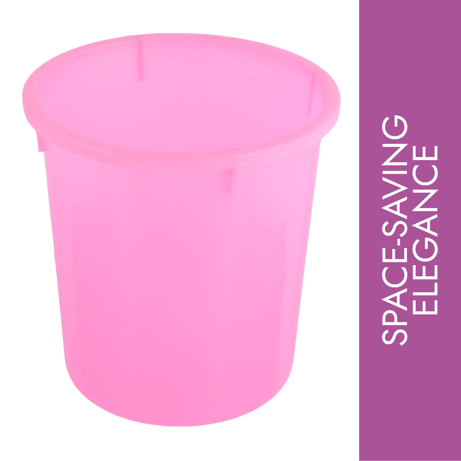 Kuber Industries Dustbin | Open Dustbin | Plastic Garbage Dustbin | Dustbin for Kitchen | Dustbin for Bathroom | Office Dustbin | Plain Sada Dustbin | 5 LTR | Pink