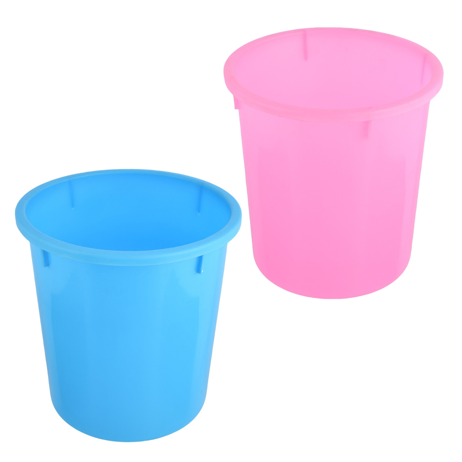 Kuber Industries Dustbin | Open Dustbin | Plastic Garbage Dustbin | Dustbin for Kitchen | Dustbin for Bathroom | Office Dustbin | Plain Sada Dustbin | 5 LTR | Pack of 2 | Multi