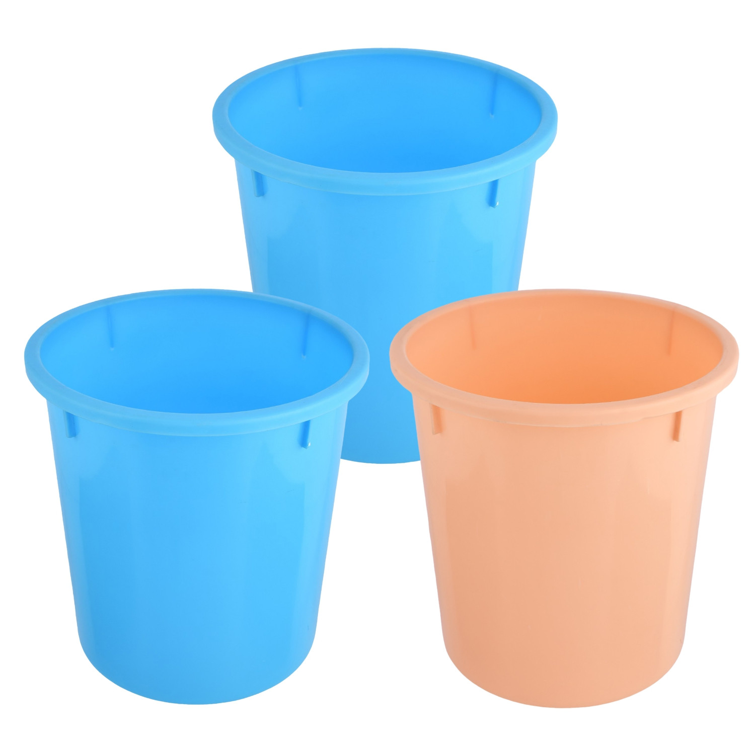 Kuber Industries Dustbin | Open Dustbin | Plastic Garbage Dustbin | Dustbin for Kitchen | Dustbin for Bathroom | Office Dustbin | Plain Sada Dustbin | 5 LTR | Pack of 3 | Multi