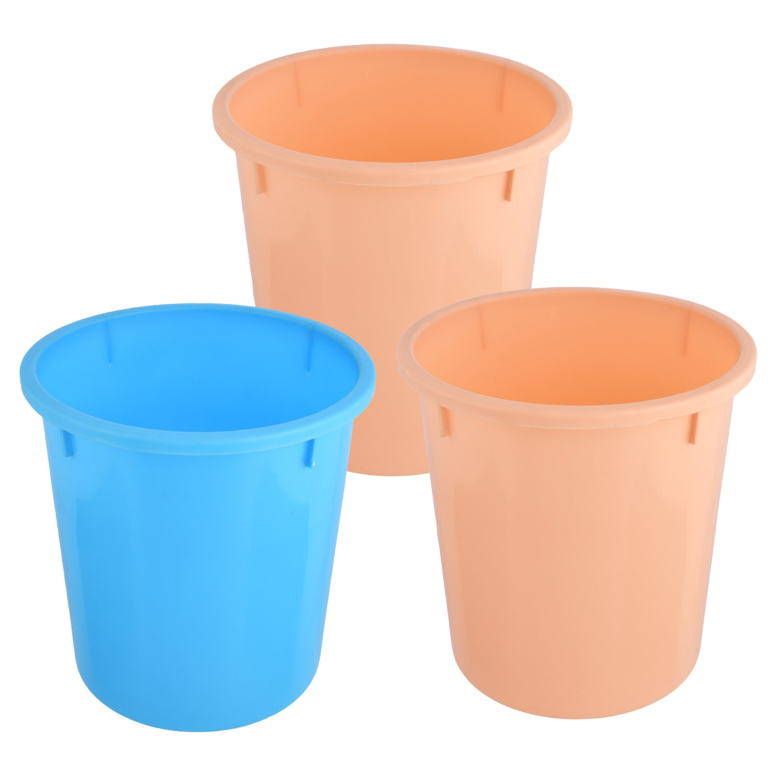 Kuber Industries Dustbin | Open Dustbin | Plastic Garbage Dustbin | Dustbin for Kitchen | Dustbin for Bathroom | Office Dustbin | Plain Sada Dustbin | 5 LTR | Pack of 3 | Multi