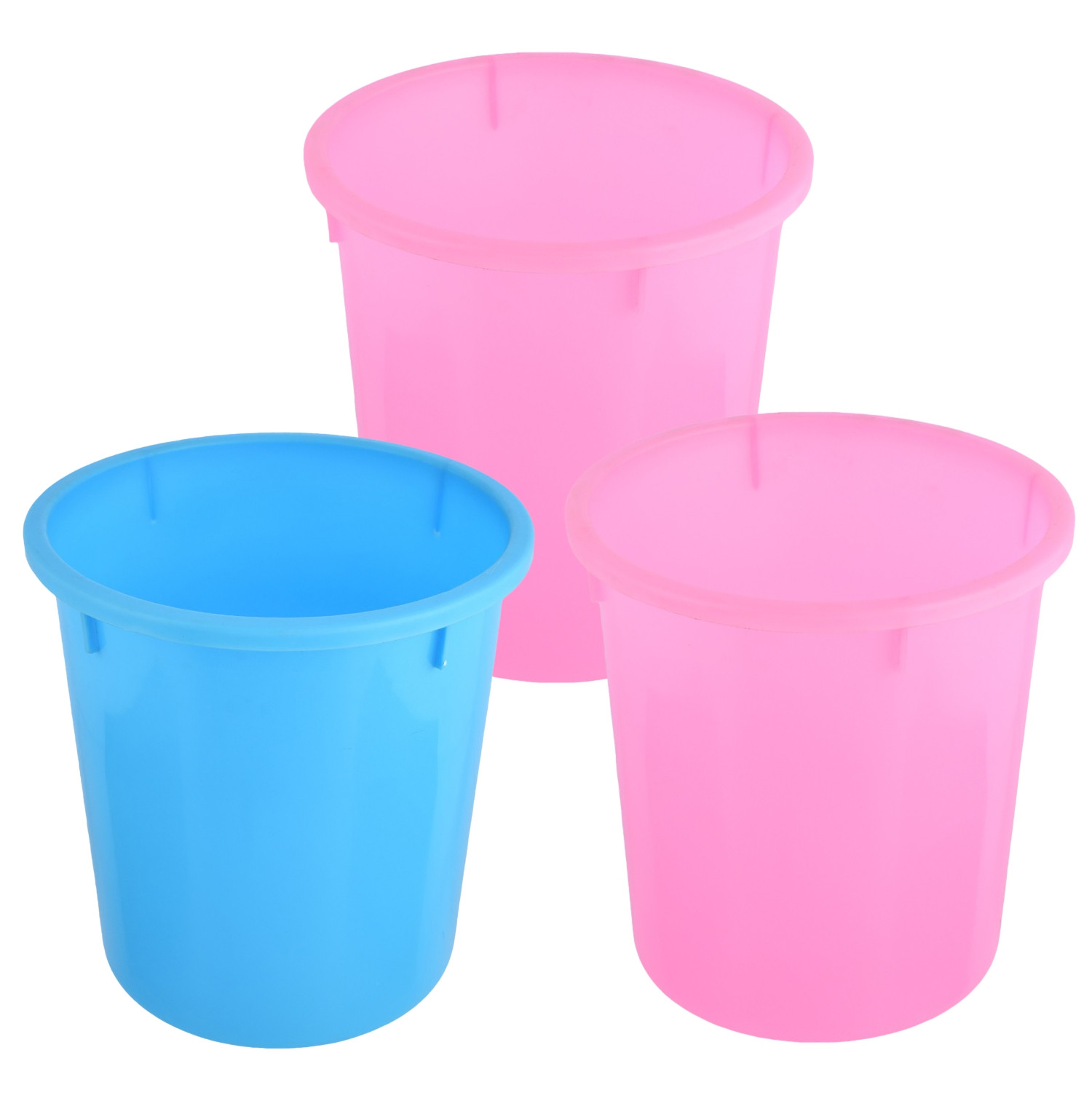 Kuber Industries Dustbin | Open Dustbin | Plastic Garbage Dustbin | Dustbin for Kitchen | Dustbin for Bathroom | Office Dustbin | Plain Sada Dustbin | 5 LTR | Pack of 3 | Multi